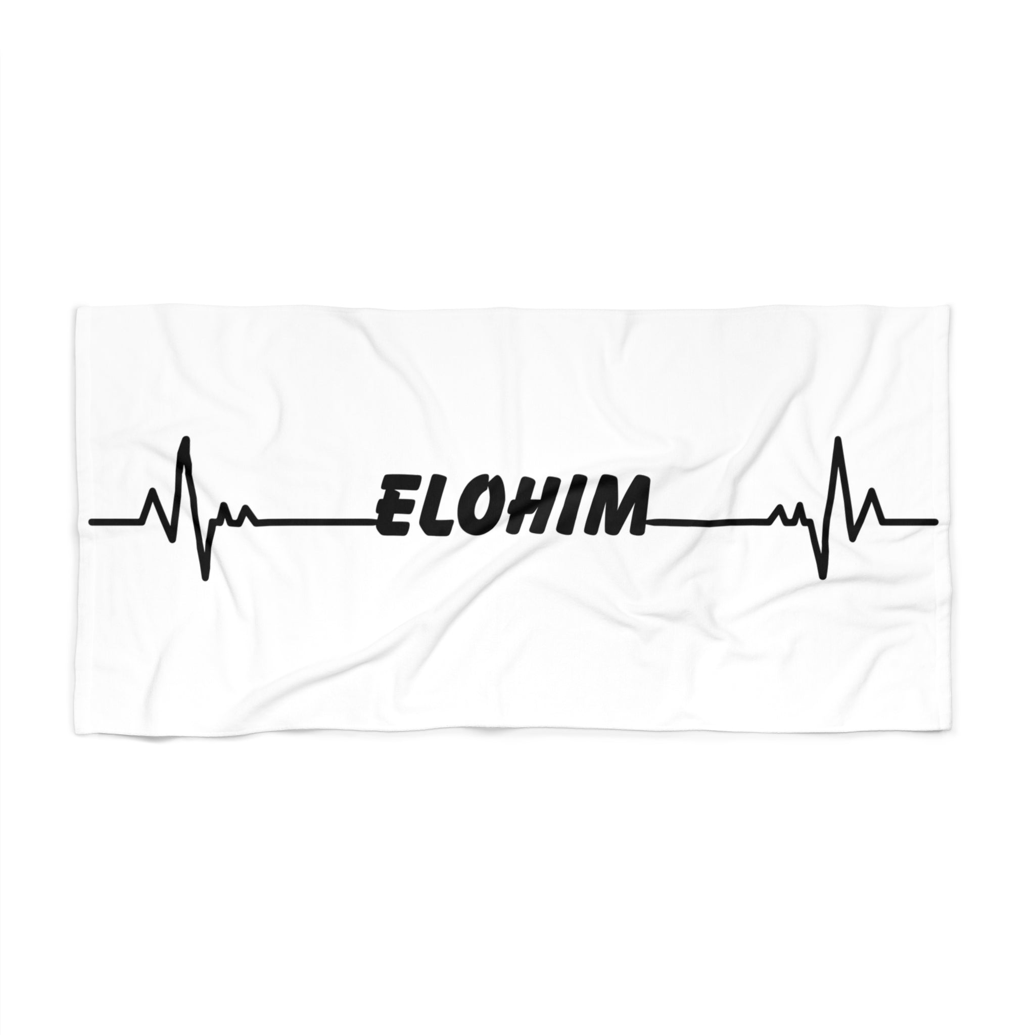 Elohim Heartbeat Beach Towel — Spiritual Script Design