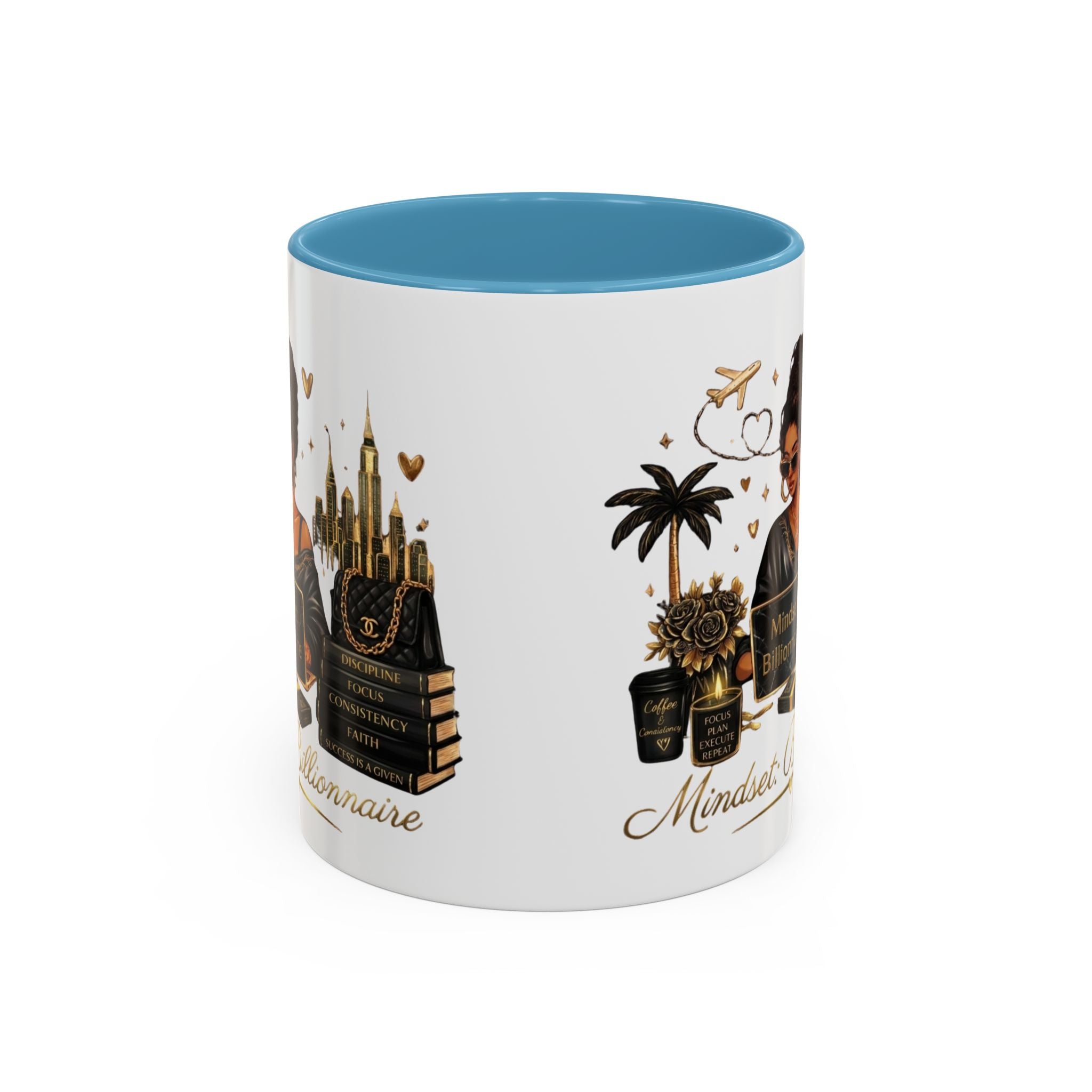 Mindset: Billionaire Accent Coffee Mug — Inspirational Black Woman Design (11/15 oz)