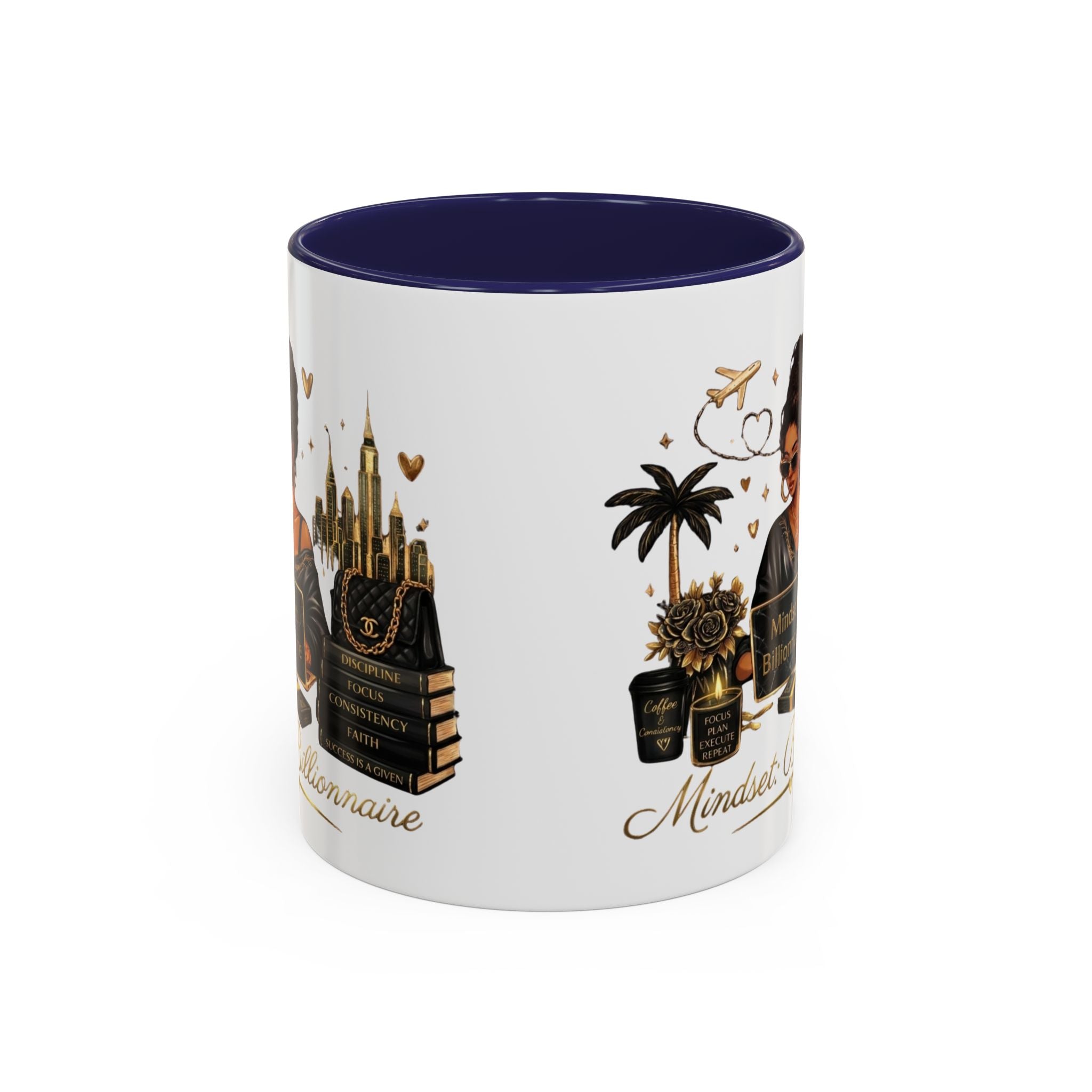Mindset: Billionaire Accent Coffee Mug — Inspirational Black Woman Design (11/15 oz)