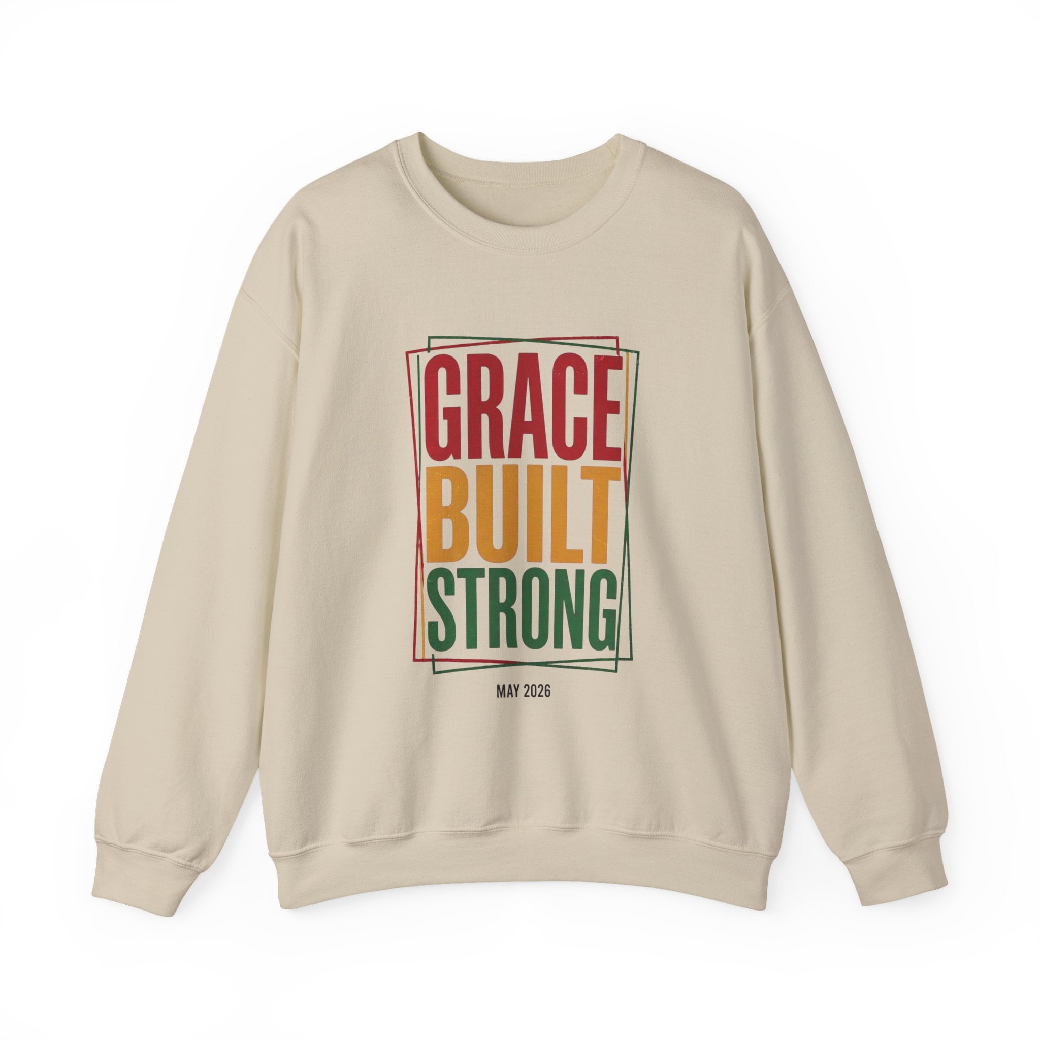 Grace Built Strong Crewneck Sweatshirt | Juneteenth Pan-African Typography