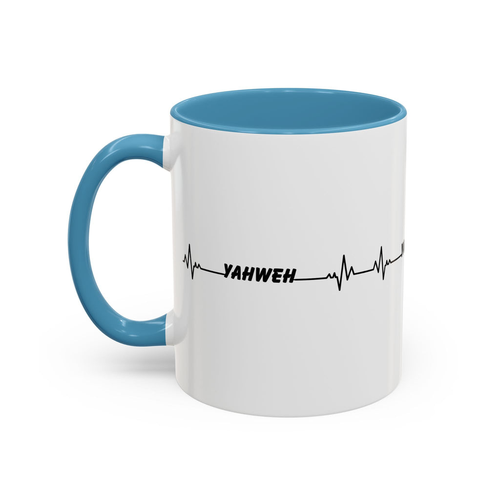 Yahweh Heartbeat Accent Coffee Mug — Christian Faith Prayer Gift (11/15oz)