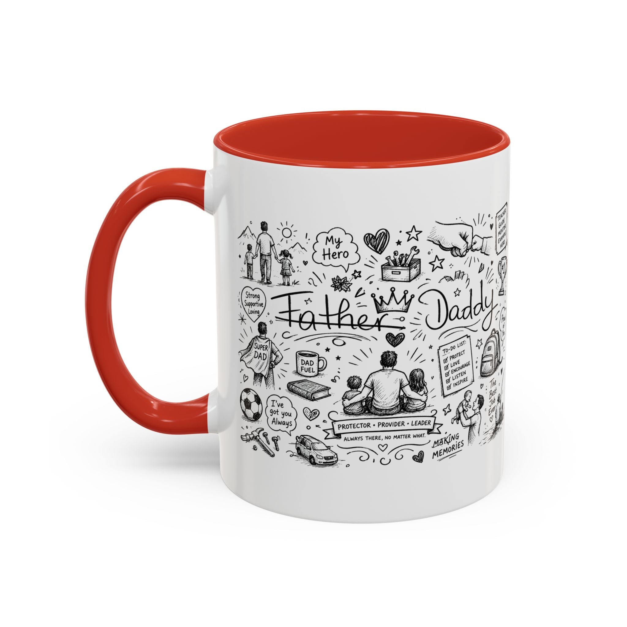 Father/Daddy Illustrated Memory Coffee Mug — Black Accent 11/15oz