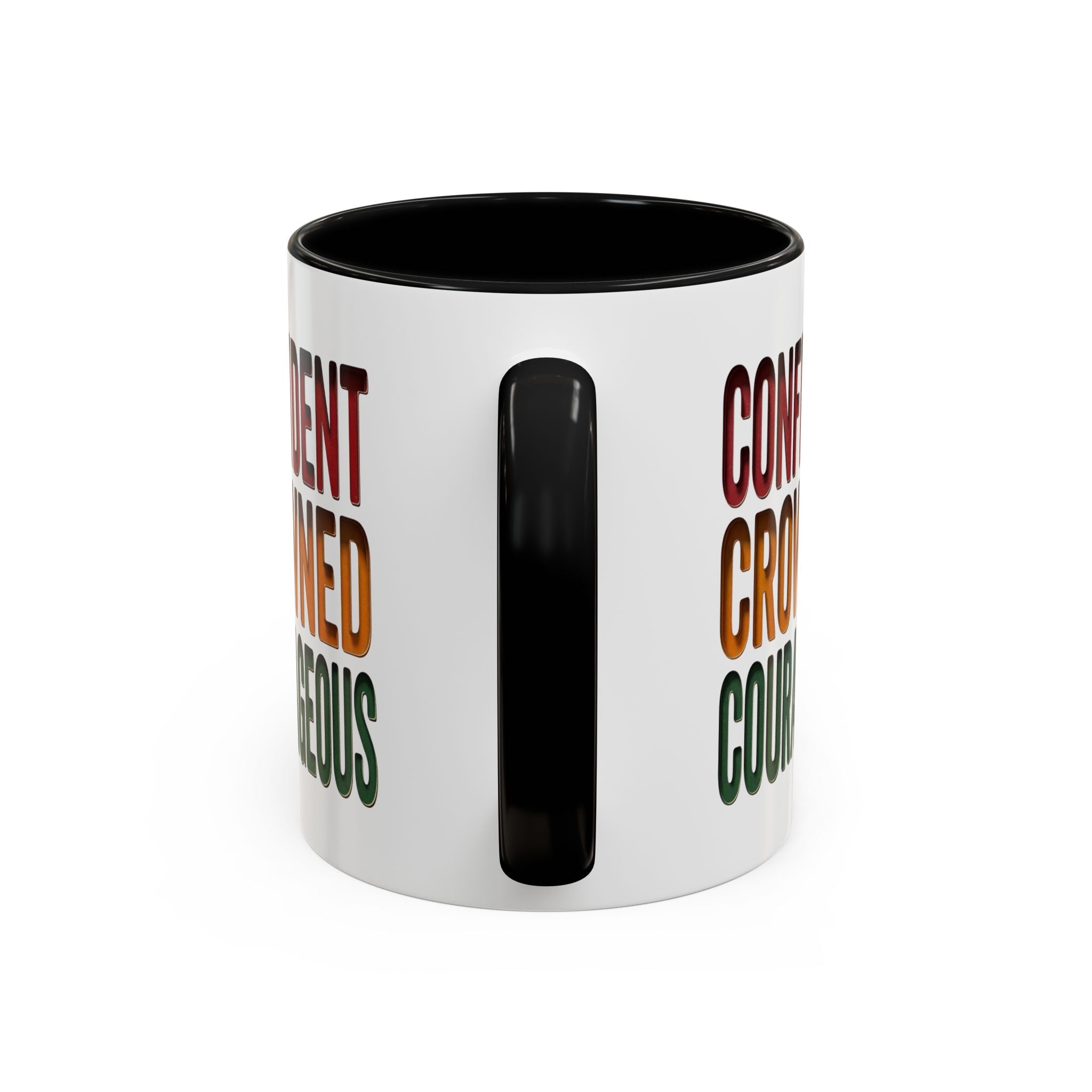 Accent Coffee Mug — 'Confident, Crowned, Courageous' Empowerment Coffee Mug