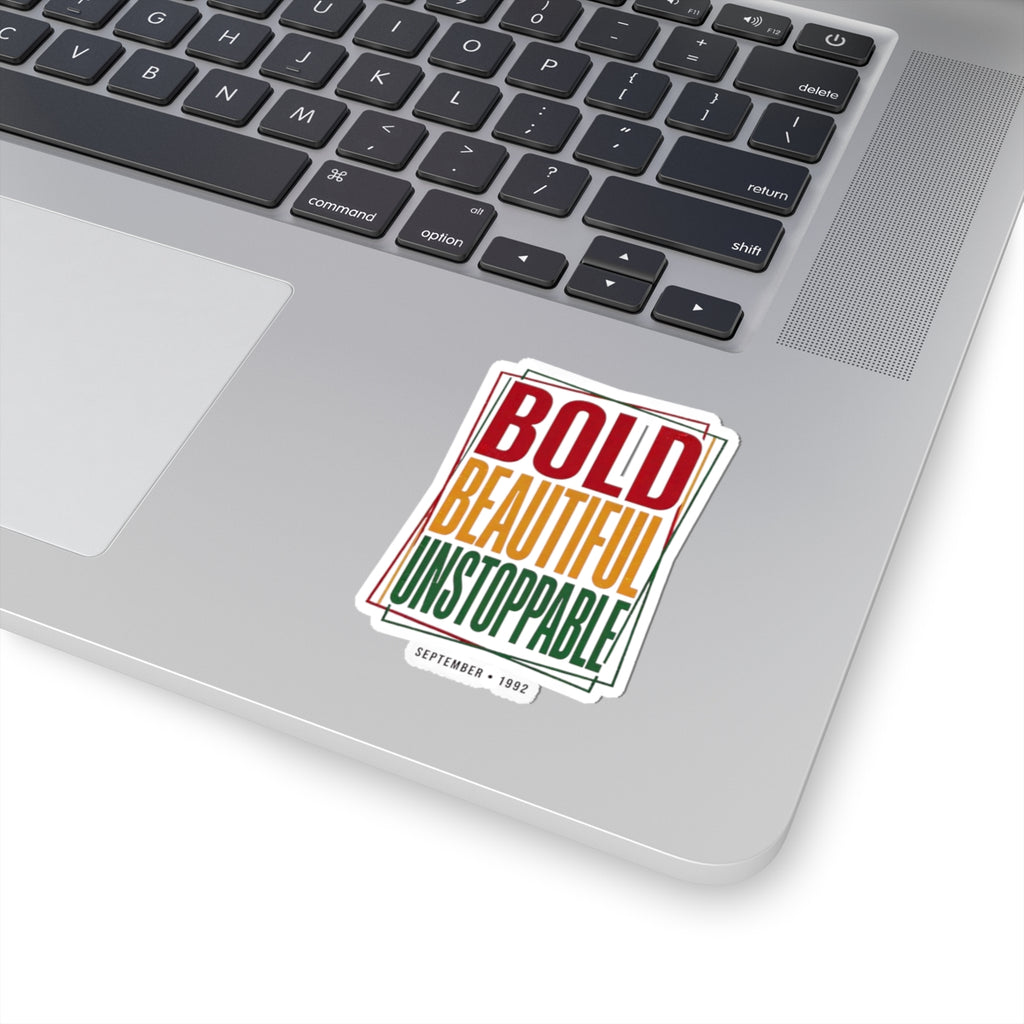 Bold Beautiful Unstoppable Sticker | Juneteenth Pan-African Colors, Freedom Message