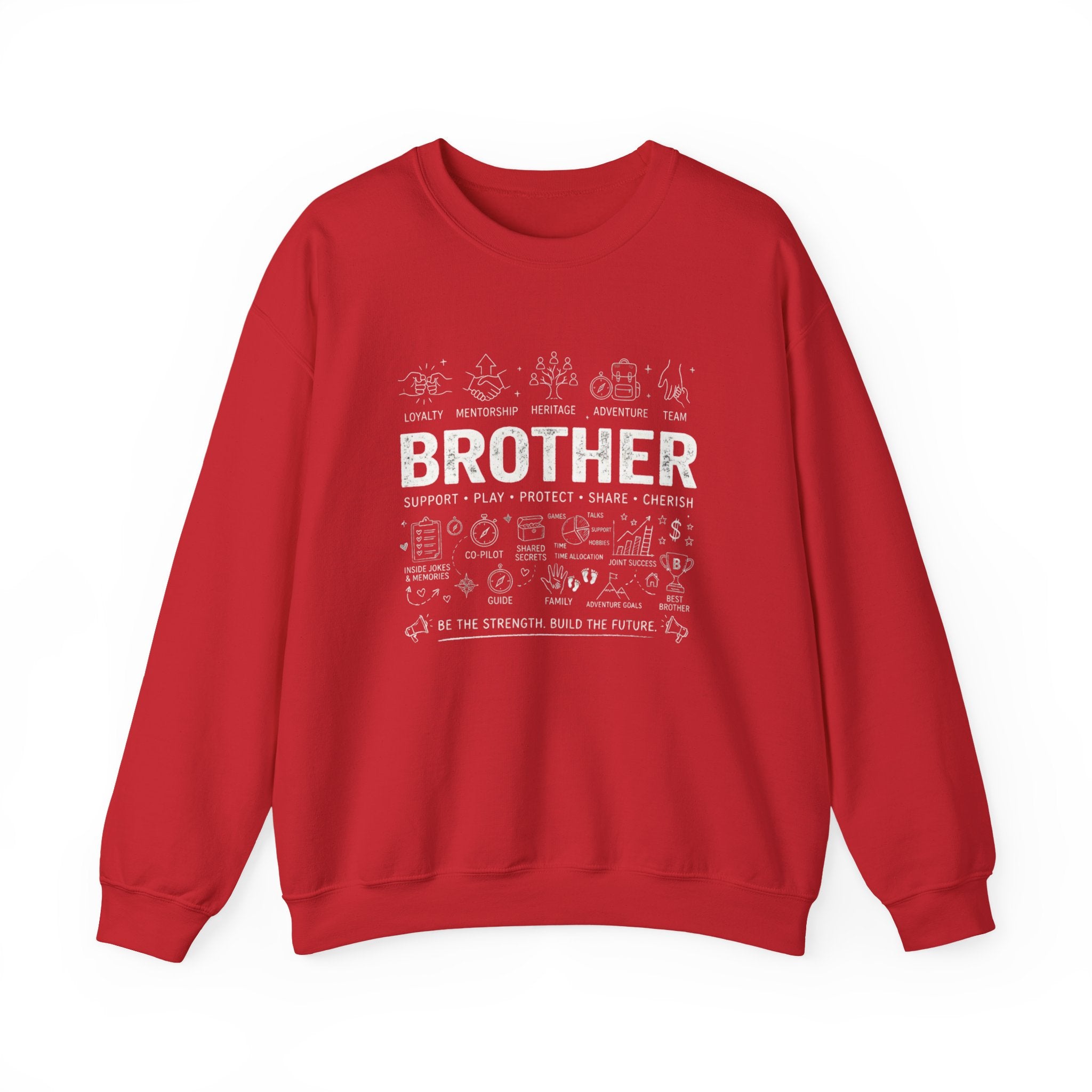 Brother Crewneck Sweatshirt – Brotherhood Icons Design (Loyalty, Mentorship, Adventure)