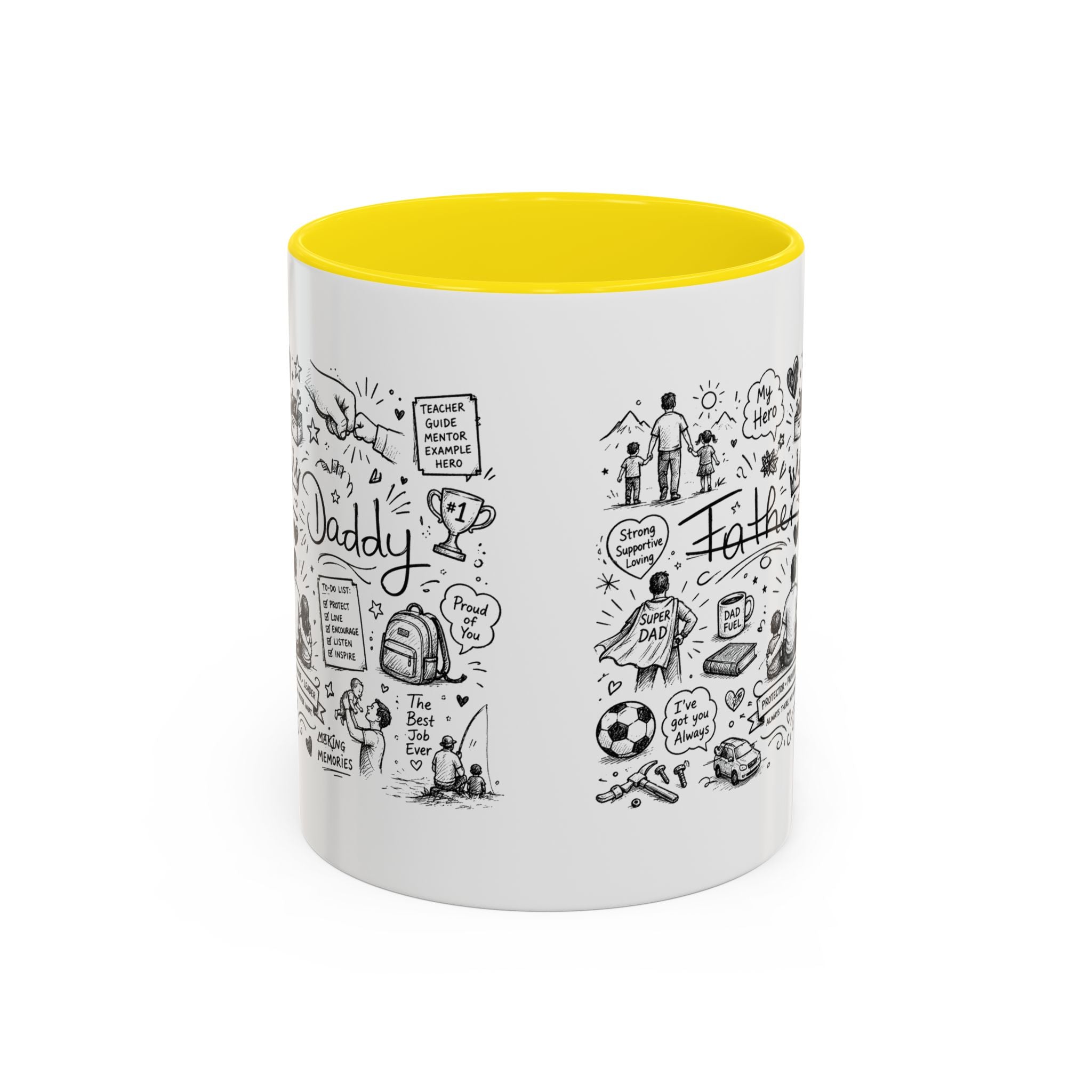 Father/Daddy Illustrated Memory Coffee Mug — Black Accent 11/15oz