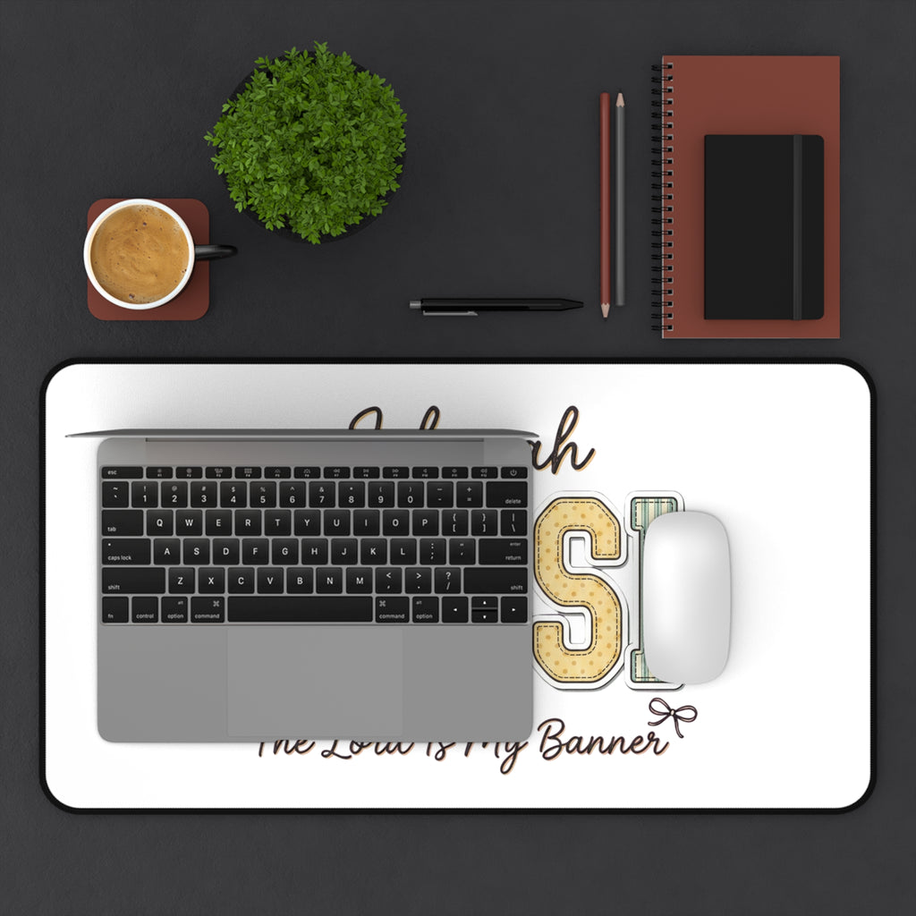 Jehovah Nissi Desk Mat — 'The Lord Is My Banner' Christian Desk Pad