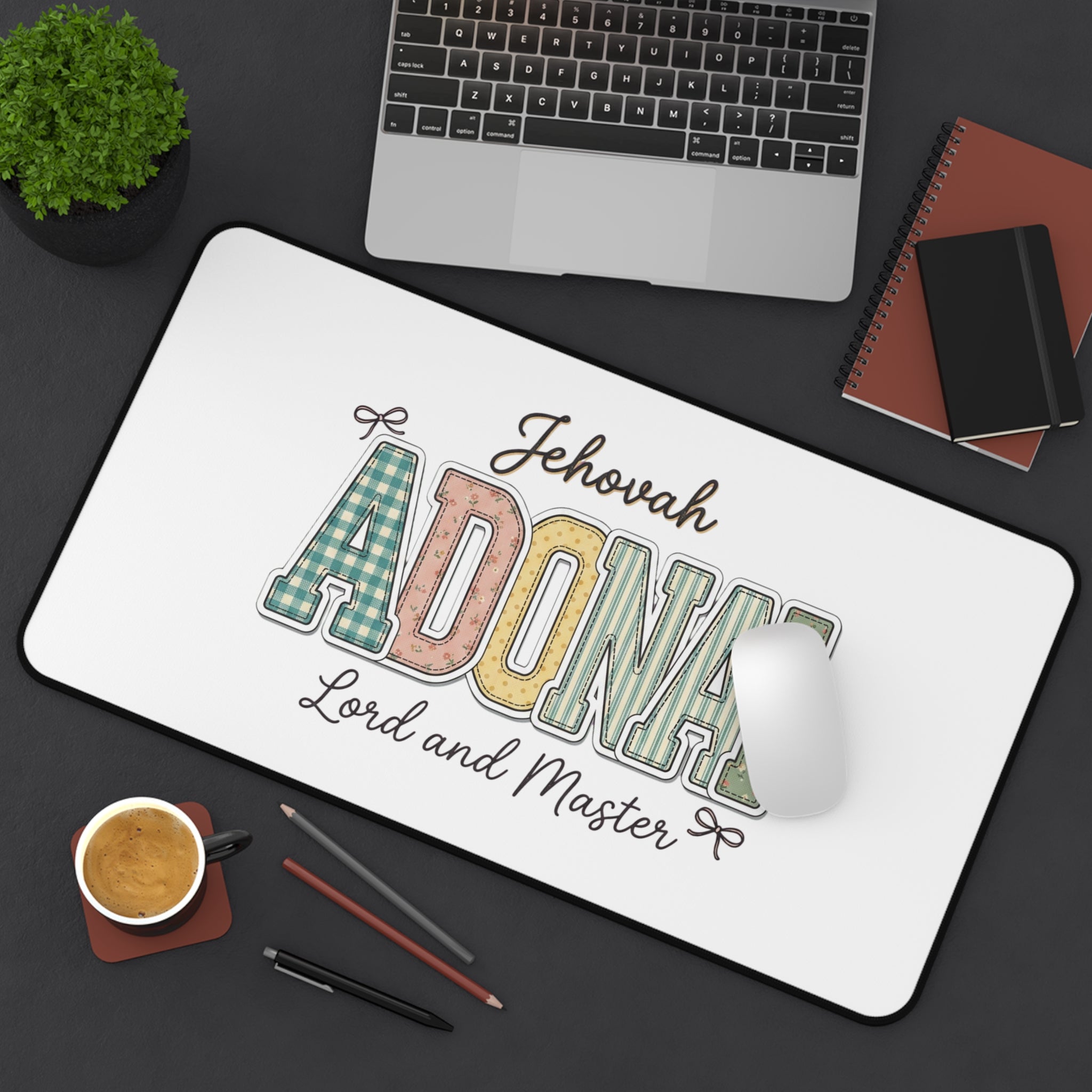 Adonai Desk Mat – “Jehovah Adonai, Lord and Master” Inspirational Office Mouse Pad