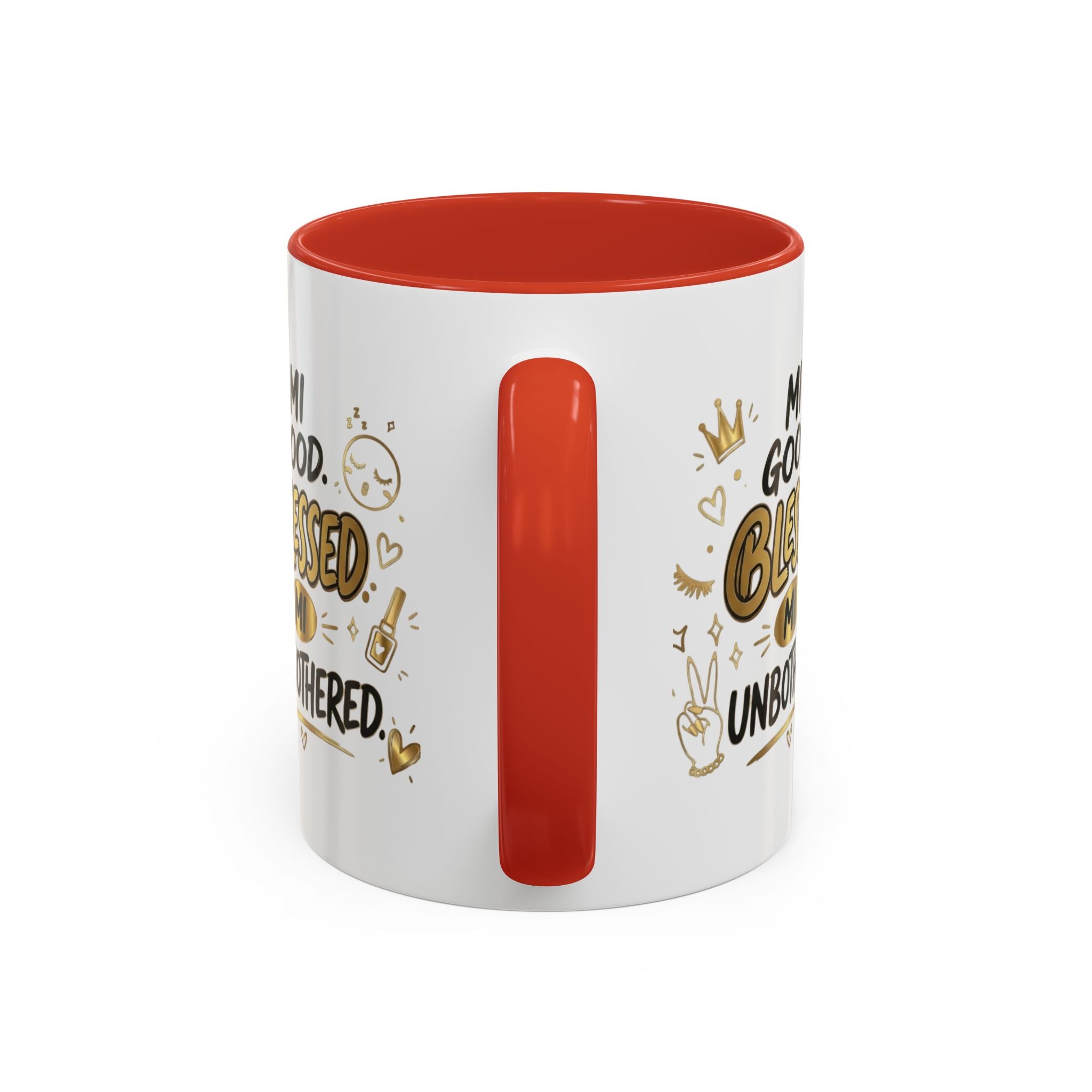 Blessed & Unbothered Accent Coffee Mug — "Mi Good, Blessed, Mi Unbothered"