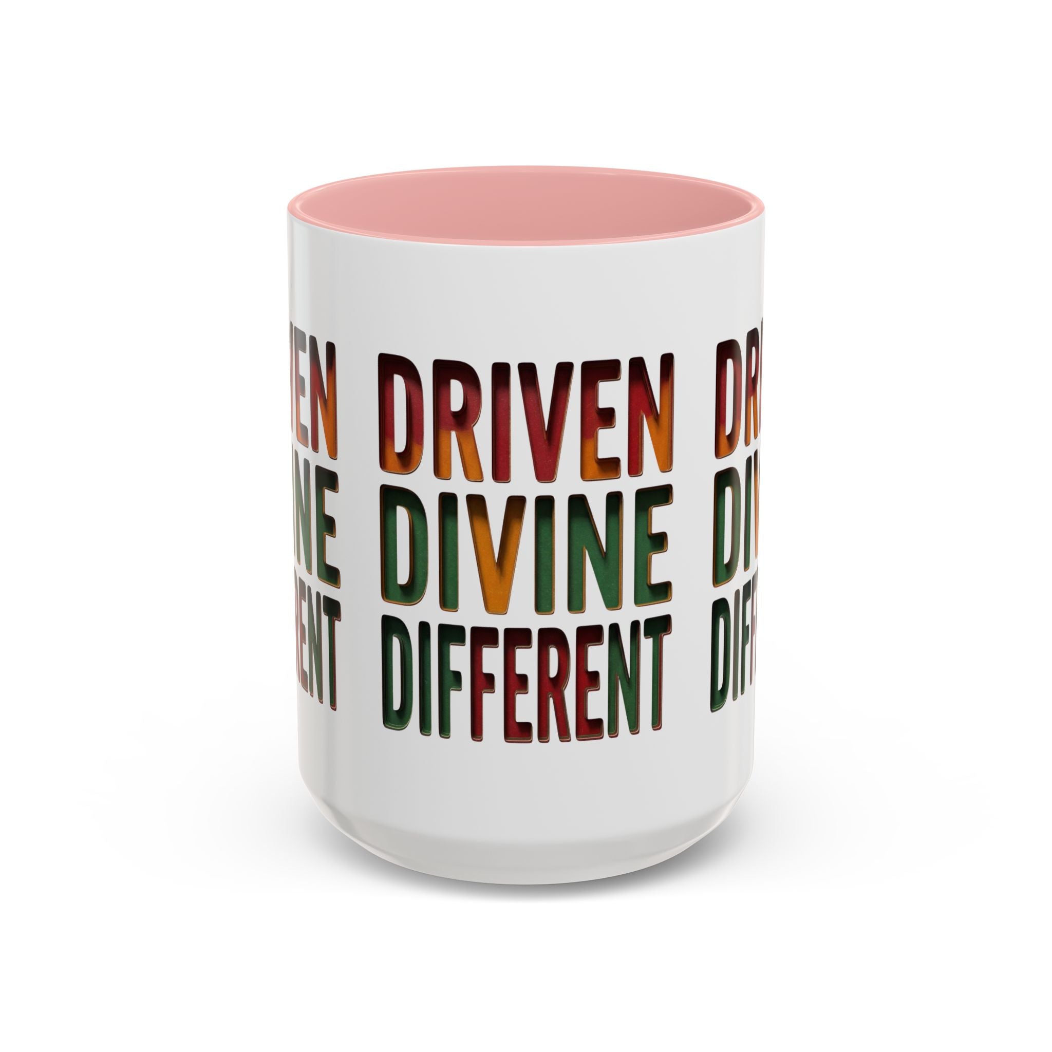 Driven Divine Different Accent Coffee Mug – Inspirational Rasta Color Typography (11/15oz)