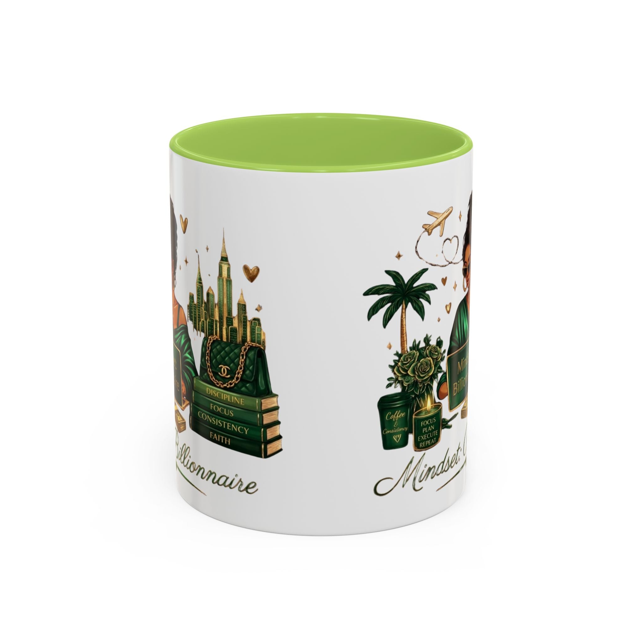 Mindset: Billionaire Accent Coffee Mug — Inspirational Black Woman Design