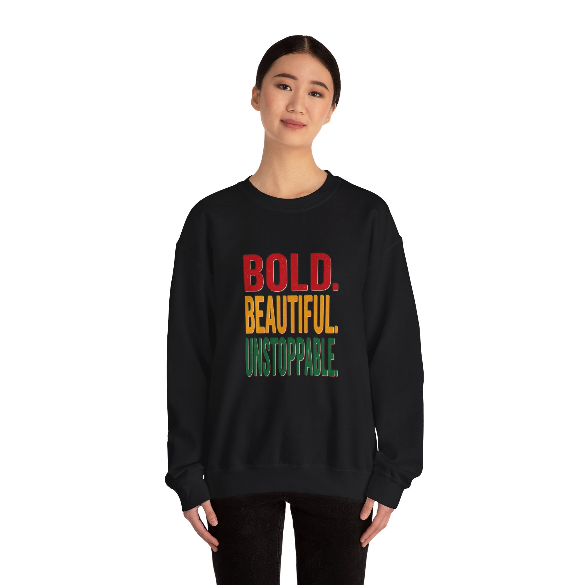 Bold Beautiful Unstoppable Crewneck Sweatshirt | Juneteenth Pan-African Colors