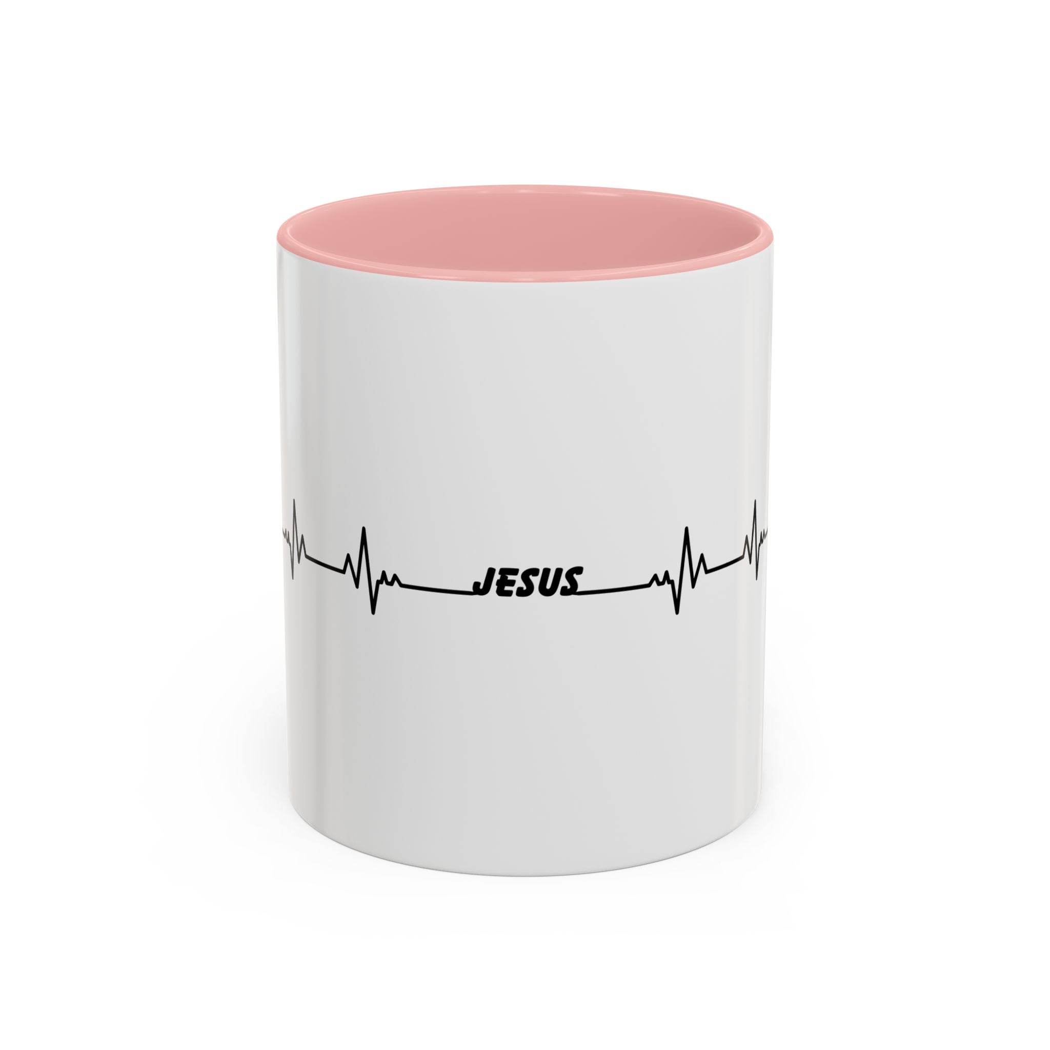 Jesus Heartbeat Accent Coffee Mug — Christian Faith Gift