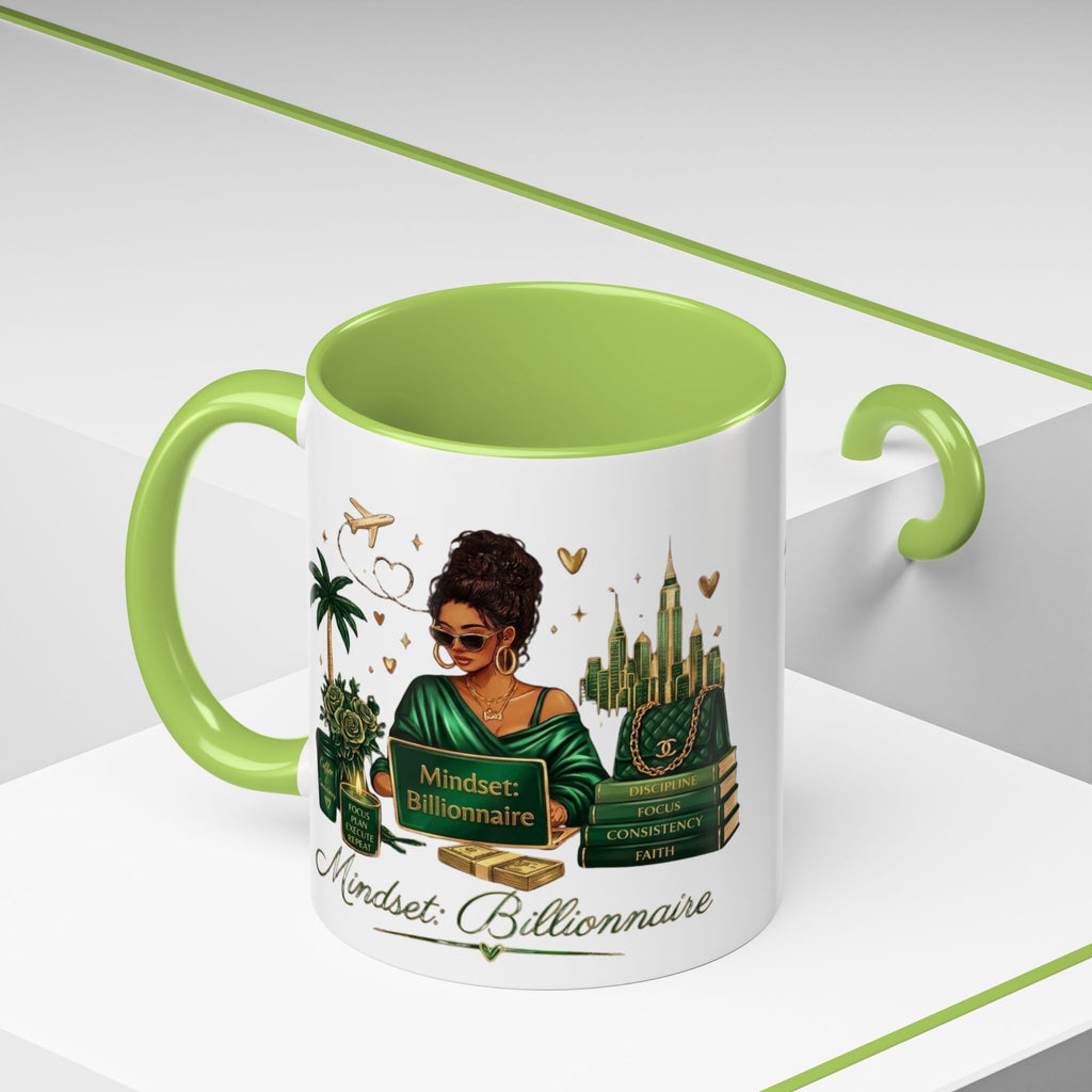 Mindset: Billionaire Accent Coffee Mug — Inspirational Black Woman Design