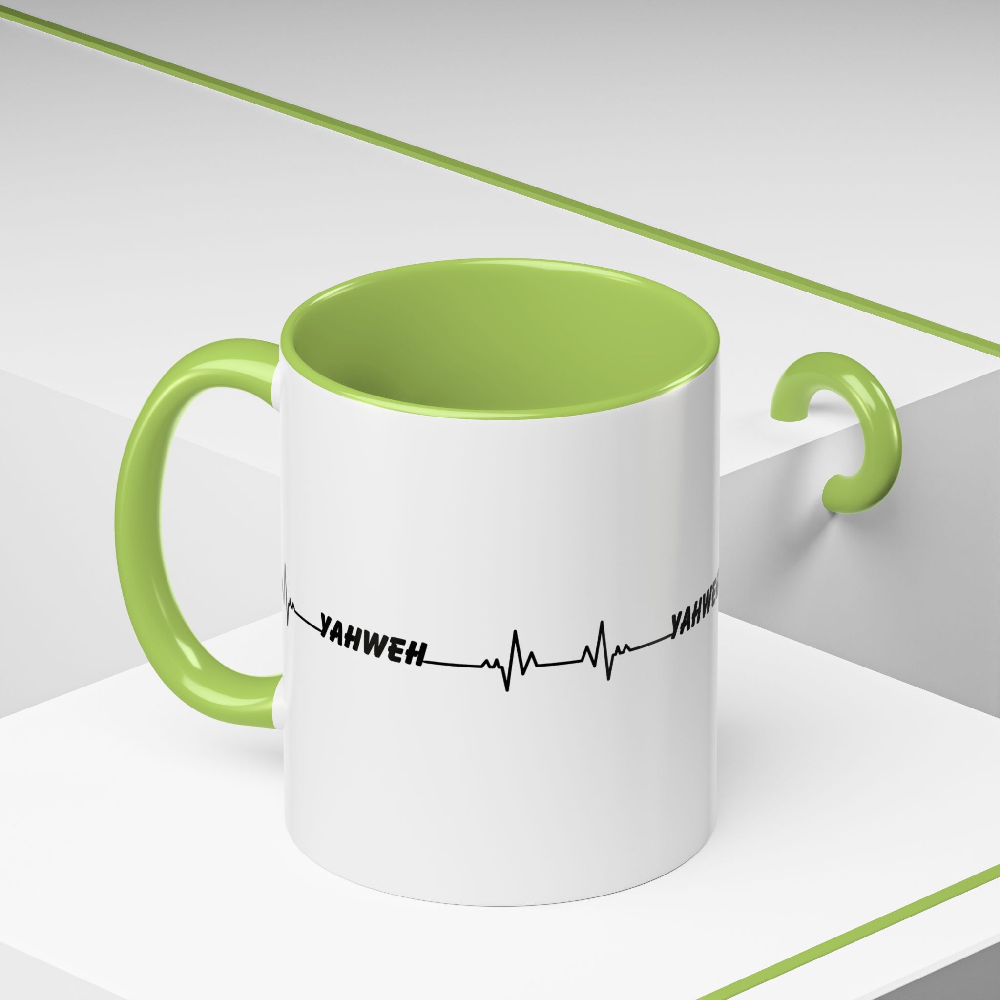 Yahweh Heartbeat Accent Coffee Mug — Christian Faith Prayer Gift (11/15oz)