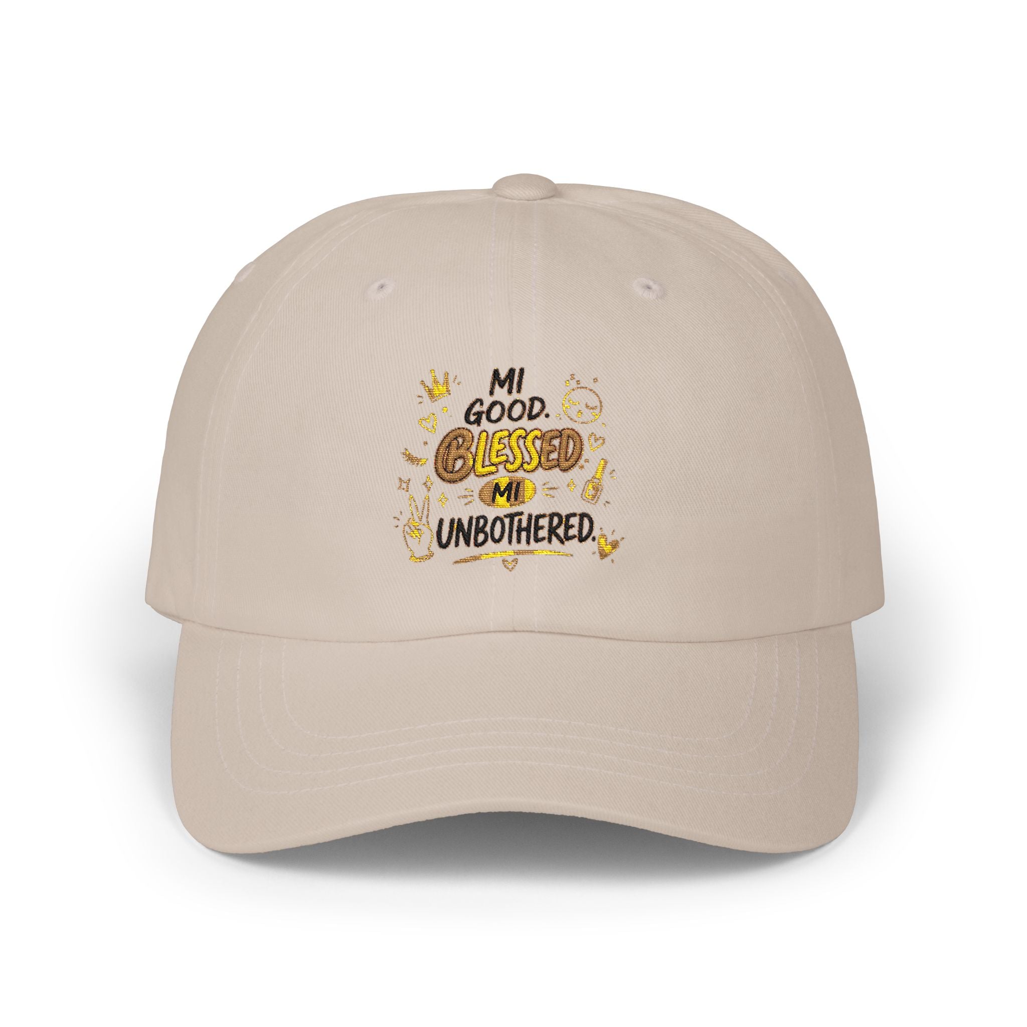 Dad Cap - "Blessed & Unbothered" Embroidered White Baseball Hat