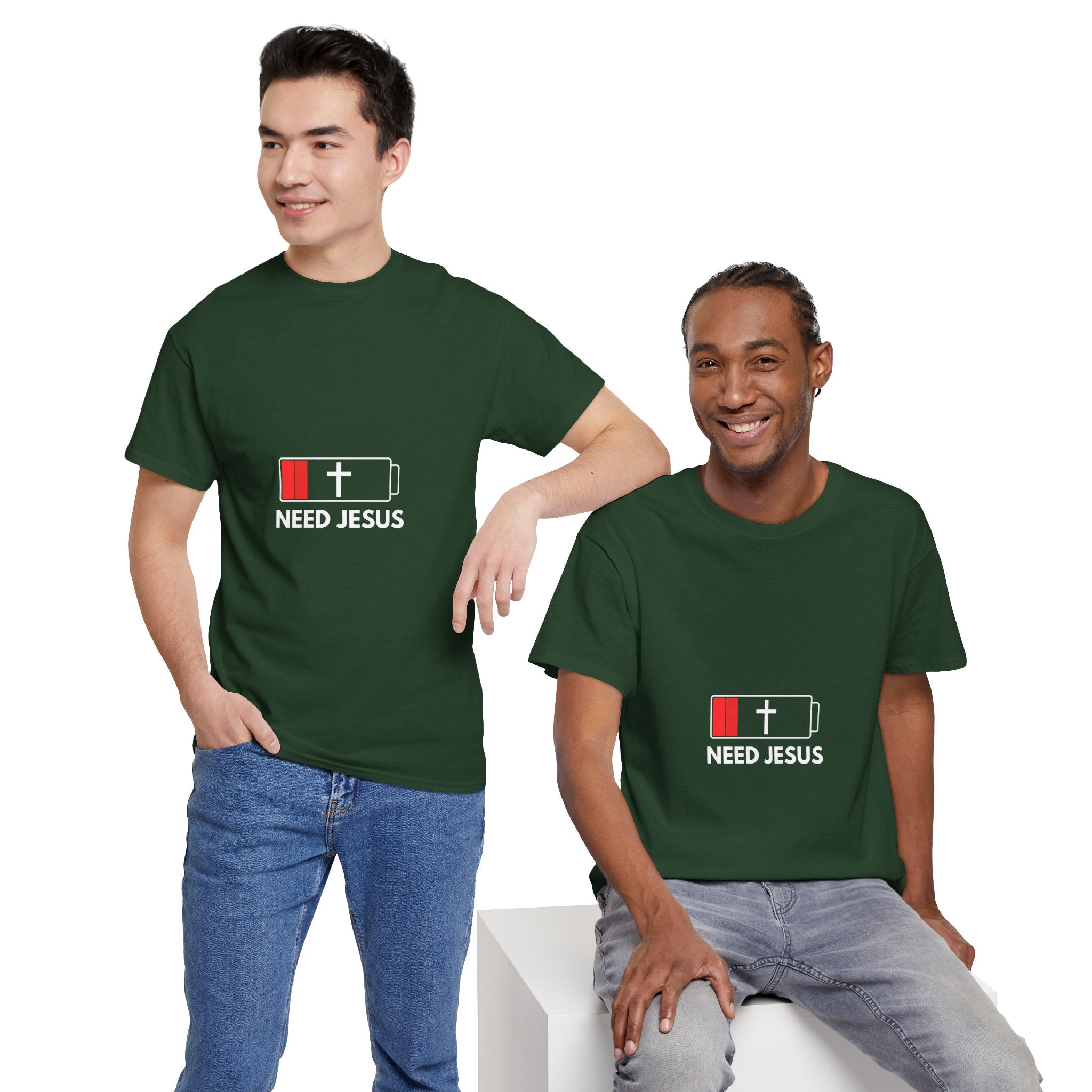 Need Jesus Low Battery Christian T-Shirt