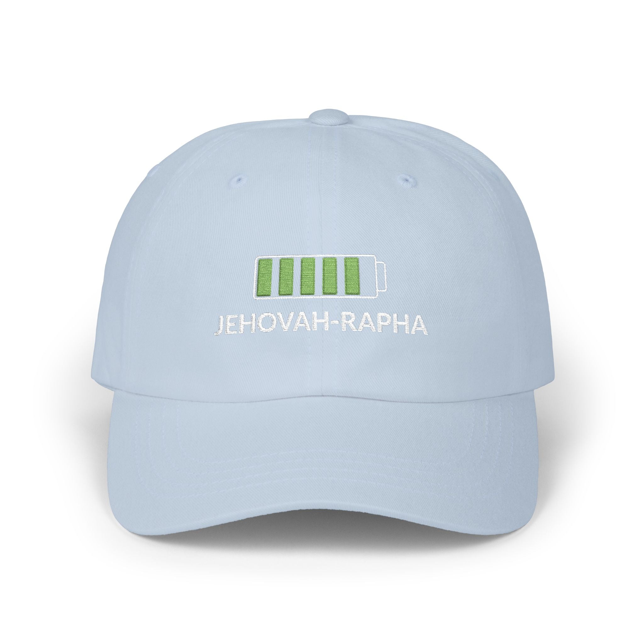 Classic Dad Cap – "Jehovah Rapha" Battery-Bar Faith Baseball Hat