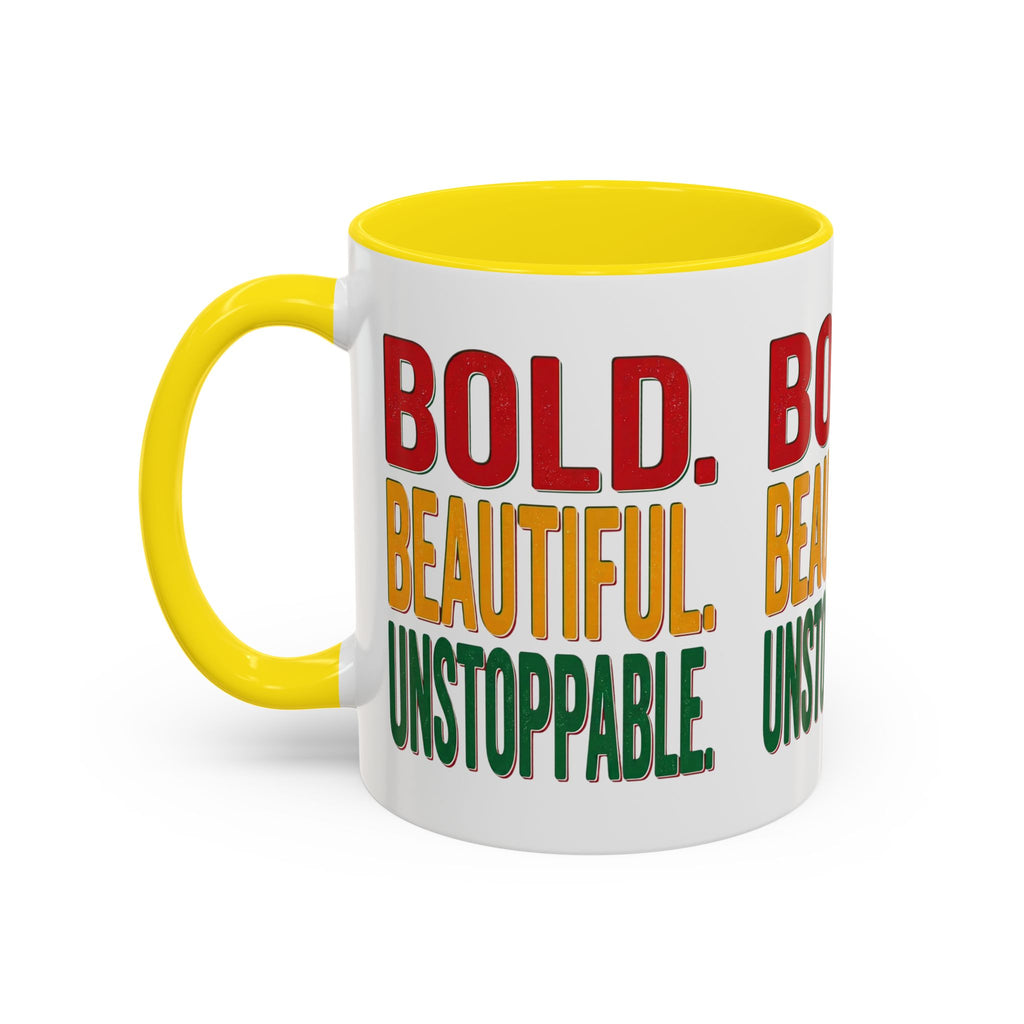 Bold Beautiful Unstoppable Accent Coffee Mug — Inspirational 11/15oz Gift