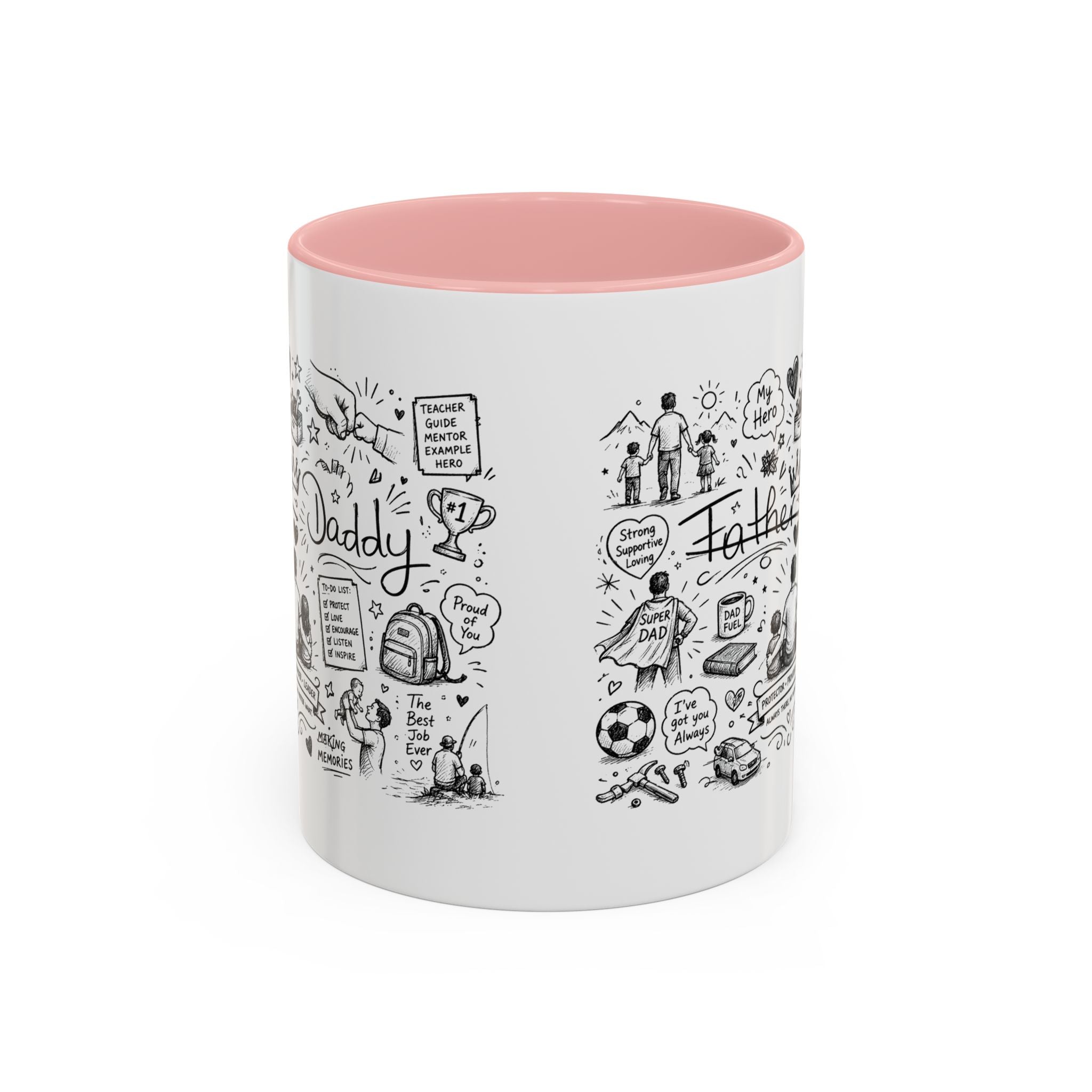 Father/Daddy Illustrated Memory Coffee Mug — Black Accent 11/15oz