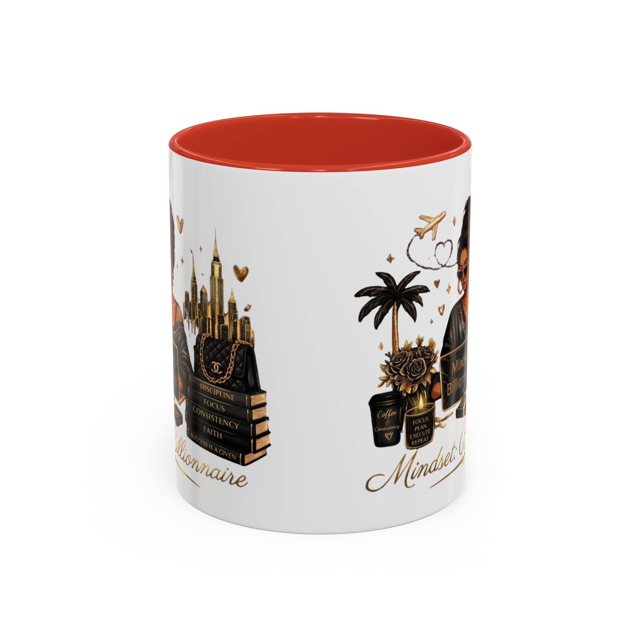 Mindset: Billionaire Accent Coffee Mug — Inspirational Black Woman Design (11/15 oz)