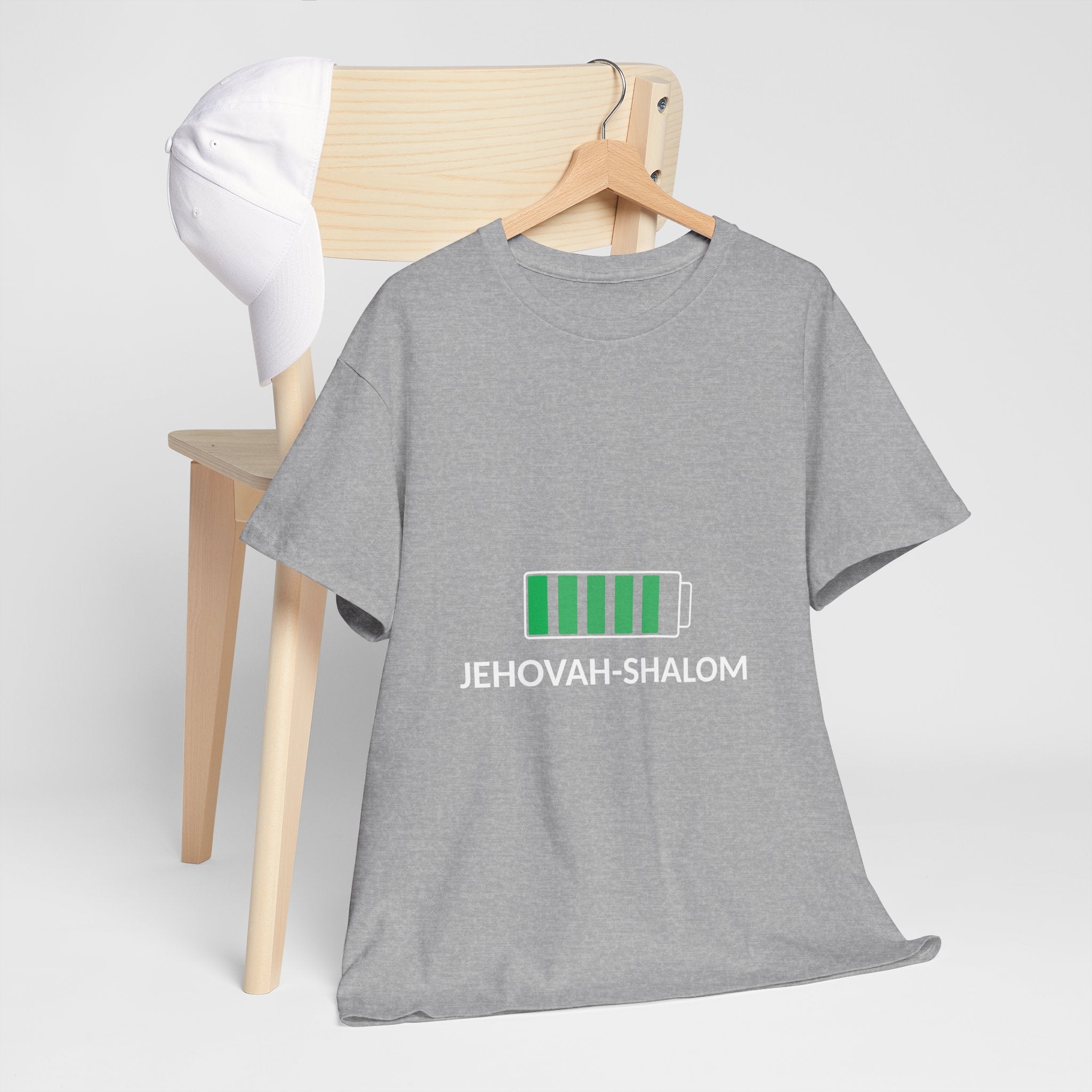 Jehovah-Shalom Battery Graphic Tee — Christian Faith Peace T-Shirt