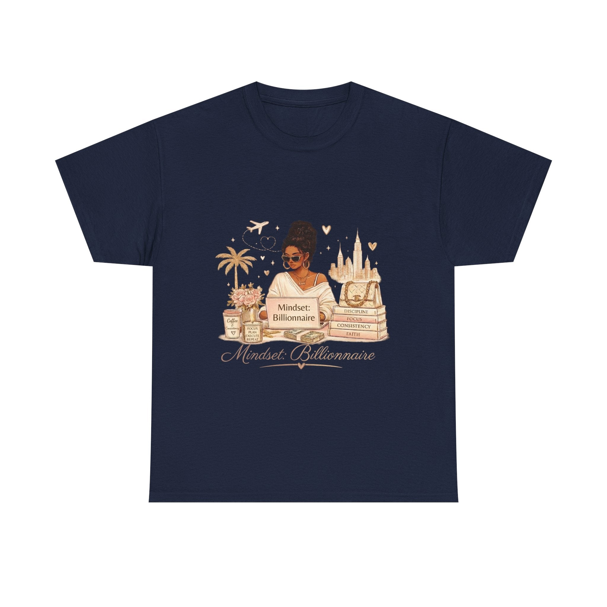 Mindset Millionaire Graphic Tee — Luxe Travel & Fashion Illustration Shirt