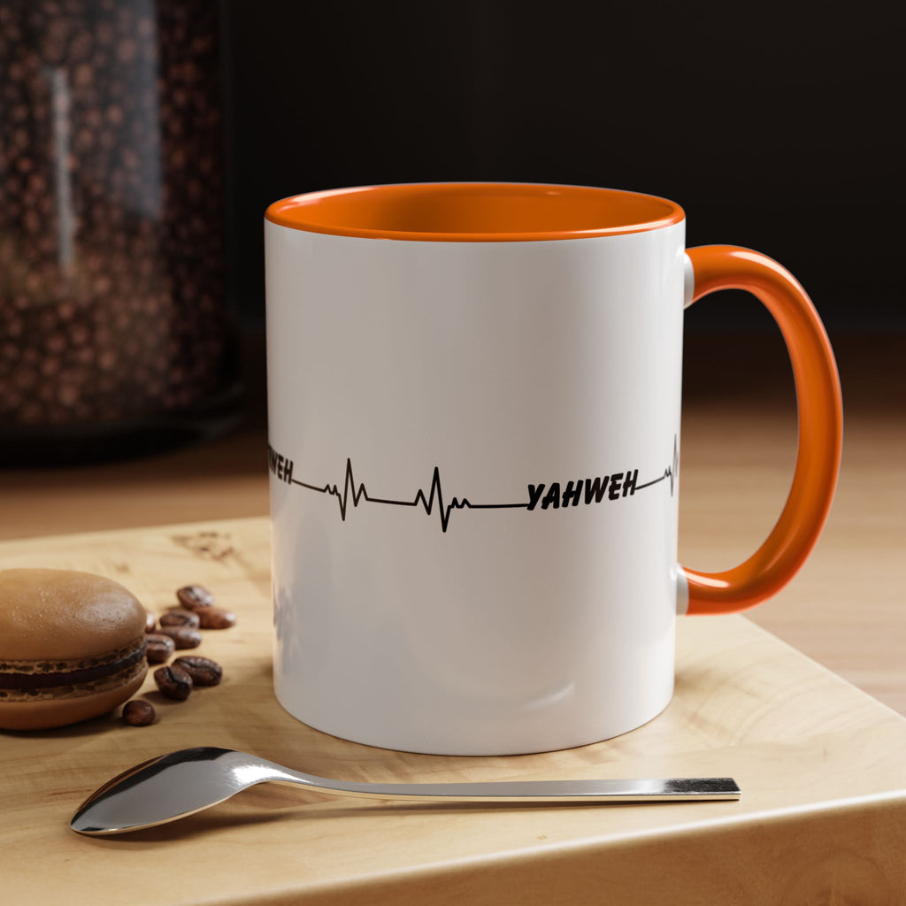 Yahweh Heartbeat Accent Coffee Mug — Christian Faith Prayer Gift (11/15oz)