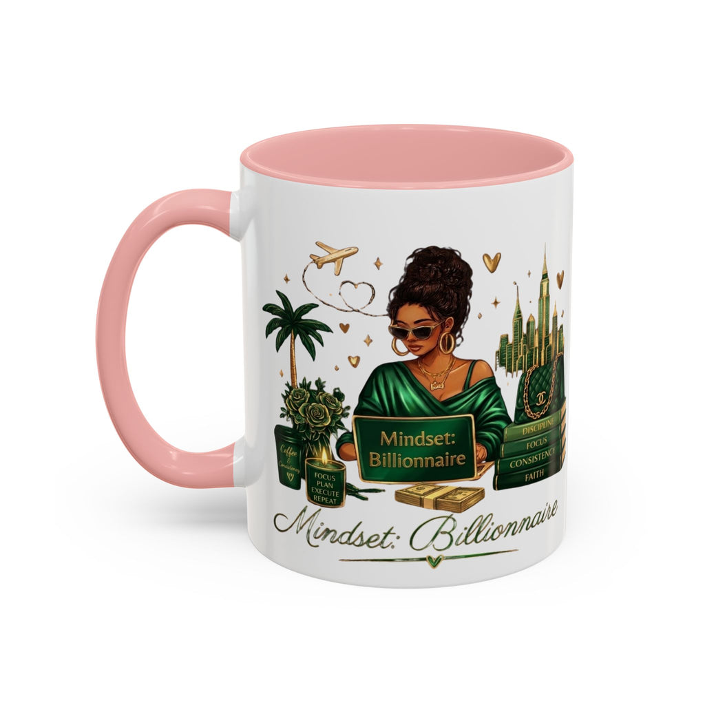 Mindset: Billionaire Accent Coffee Mug — Inspirational Black Woman Design