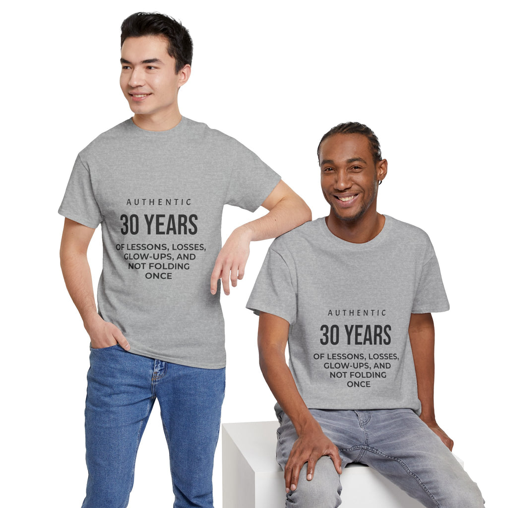 30 Years Authentic Tee — "30 Years of Lessons, Losses, Glow-Ups" Birthday Shirt