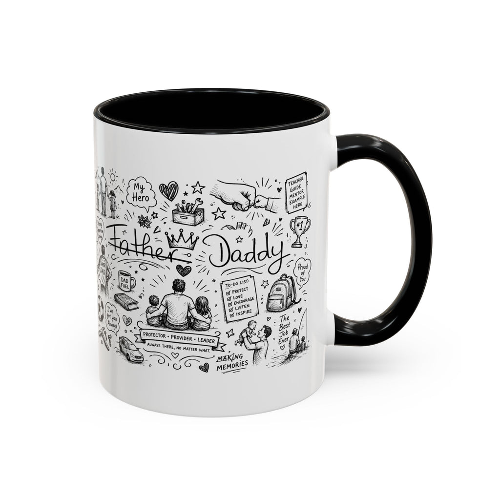 Father/Daddy Illustrated Memory Coffee Mug — Black Accent 11/15oz