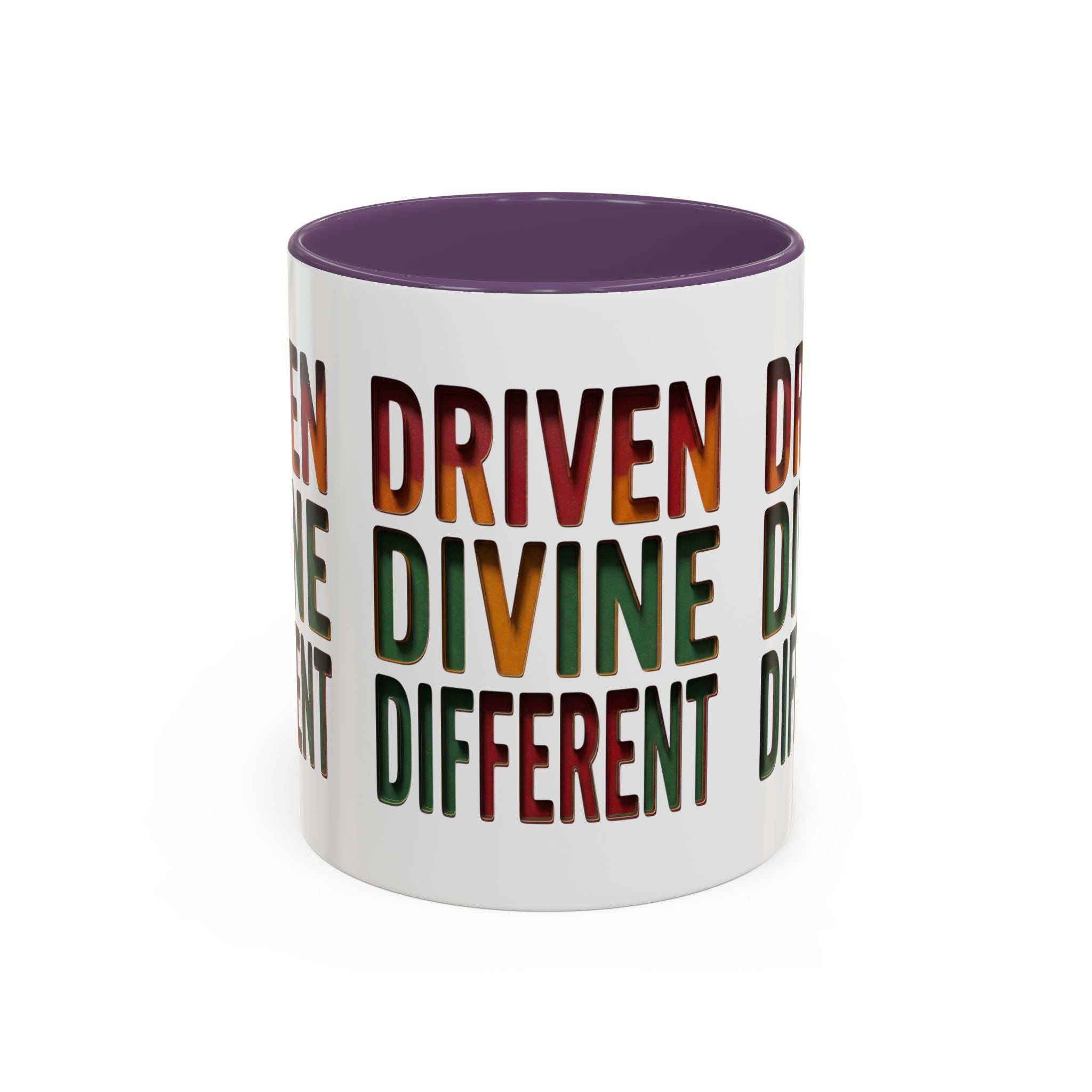 Driven Divine Different Accent Coffee Mug – Inspirational Rasta Color Typography (11/15oz)