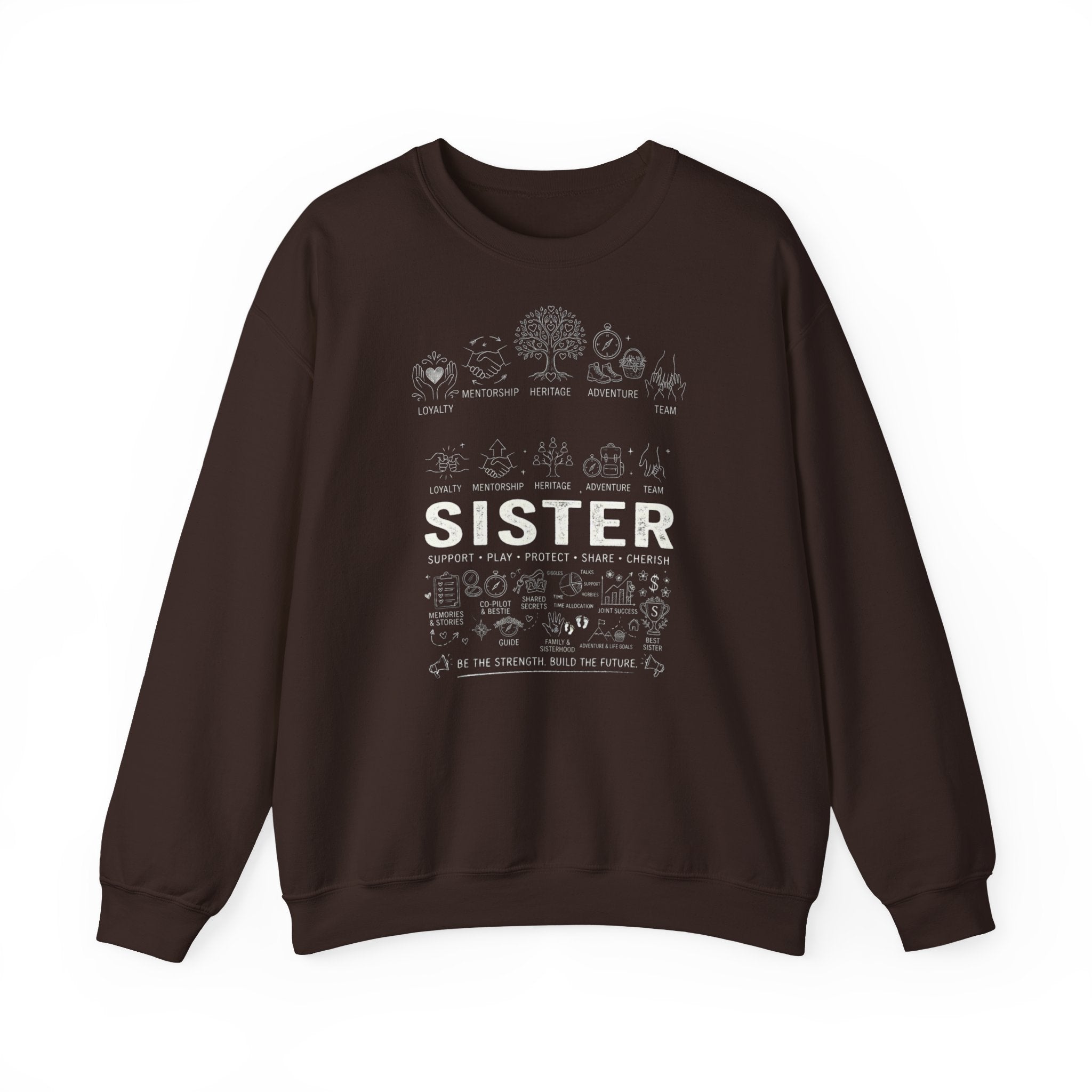 Crewneck Sweatshirt — "Sister" Illustrated Family Tree Design