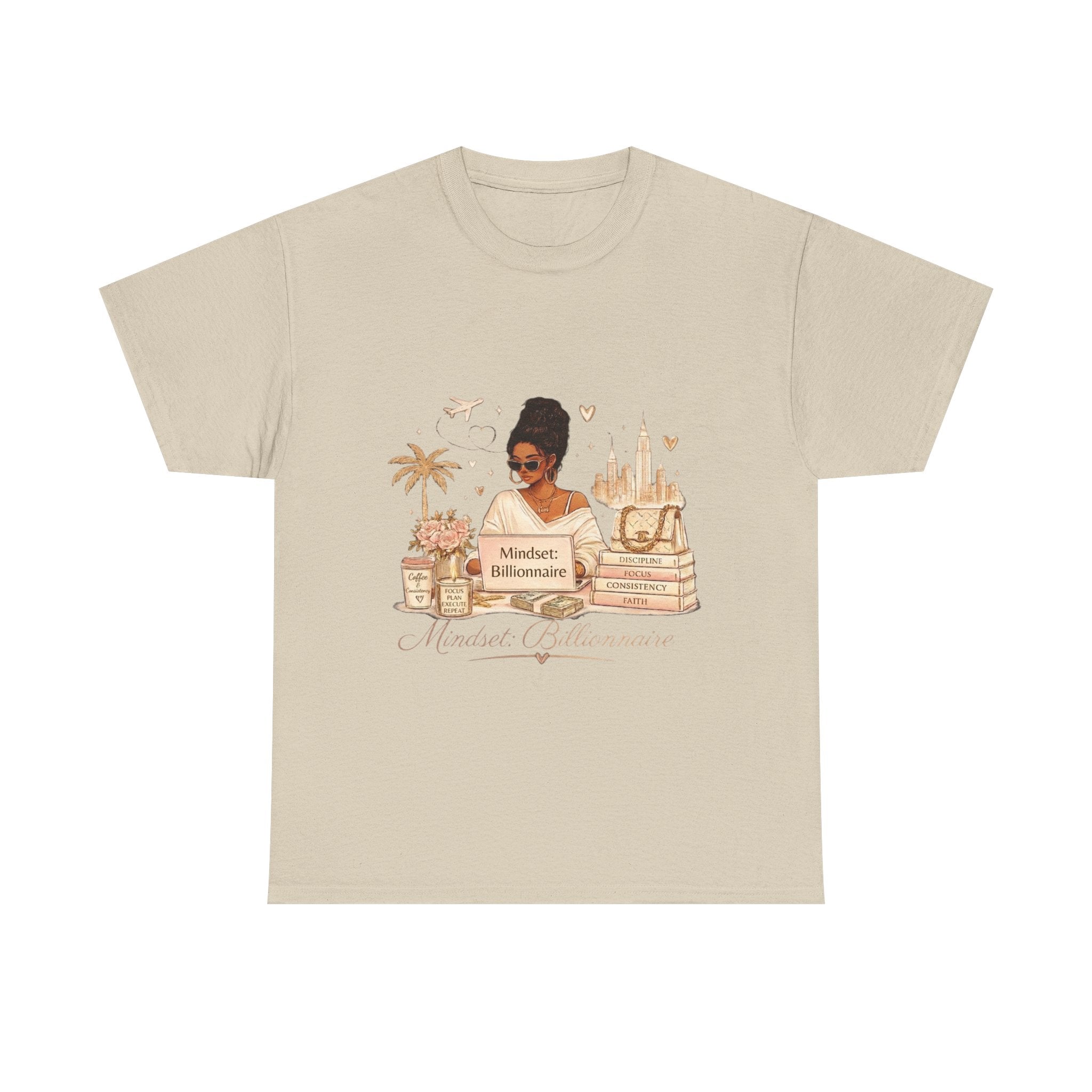 Mindset Millionaire Graphic Tee — Luxe Travel & Fashion Illustration Shirt