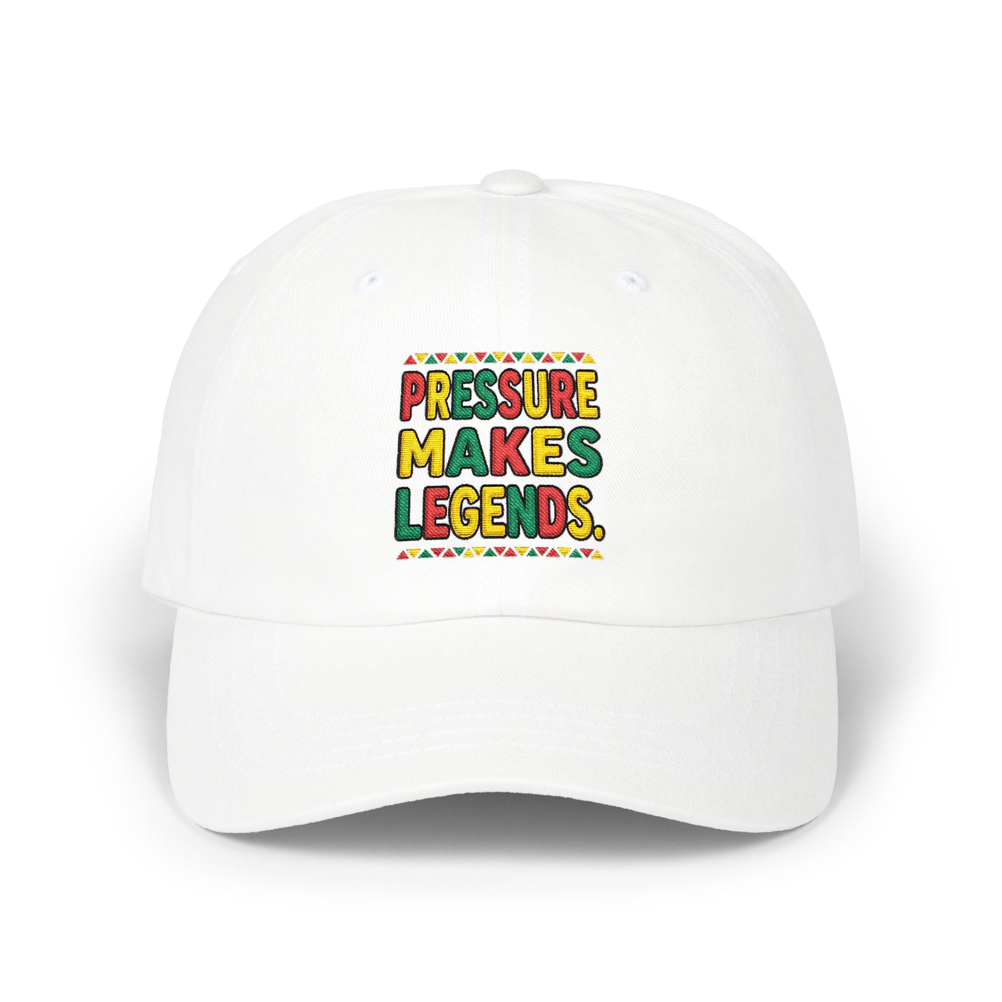 Dad Cap — "Pressure Makes Legends" Colorful Embroidered Baseball Hat