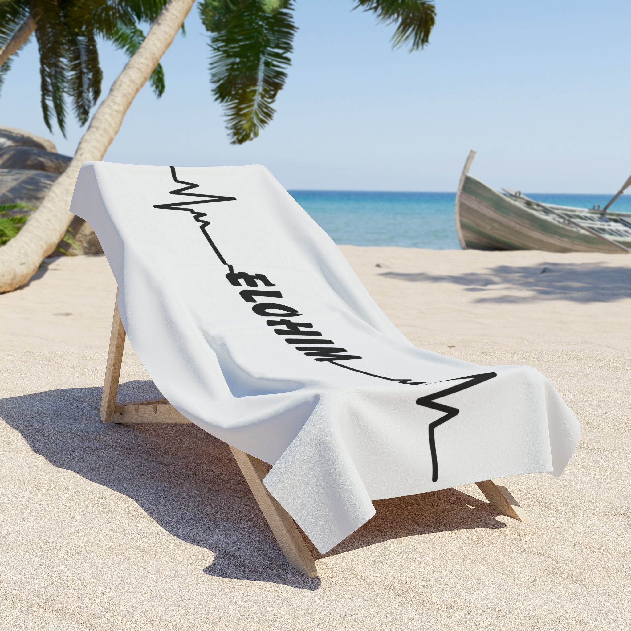 Elohim Heartbeat Beach Towel — Spiritual Script Design