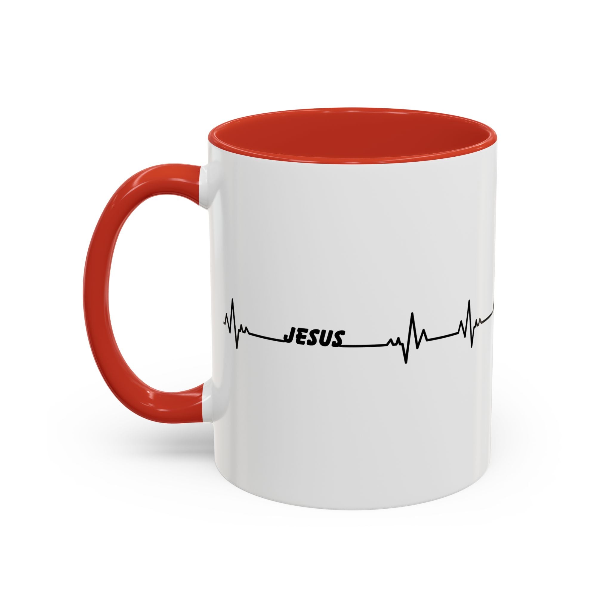 Jesus Heartbeat Accent Coffee Mug — Christian Faith Gift
