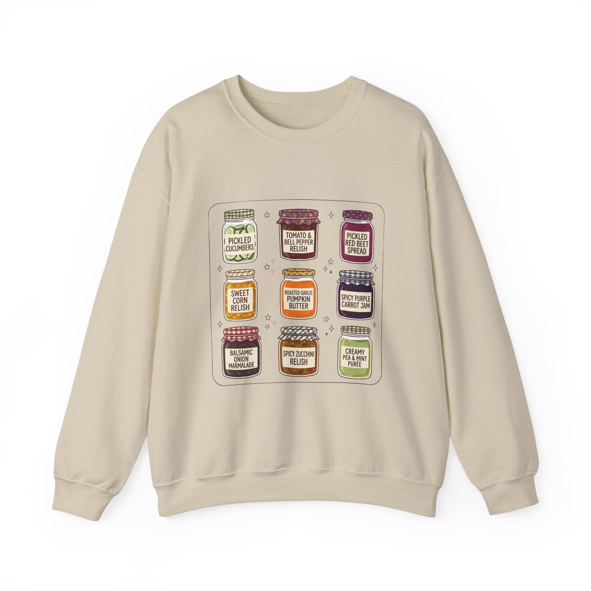 Vintage Jam Jars Sweatshirt | Retro Food Graphics, Hand-Drawn Pantry Art