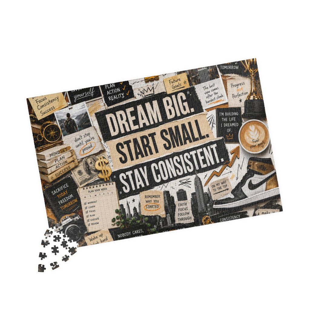 Inspirational 'Dream Big. Start Small. Stay Consistent.' Puzzle — Motivational 520/1014-Piece Jigsaw