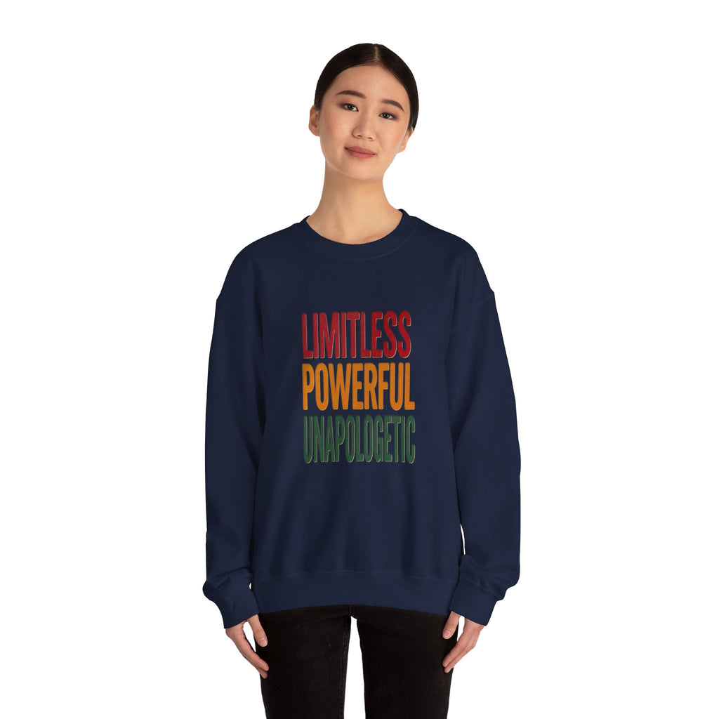 Limitless Powerful Unapologetic Sweatshirt | Juneteenth Pan-African Freedom Typography