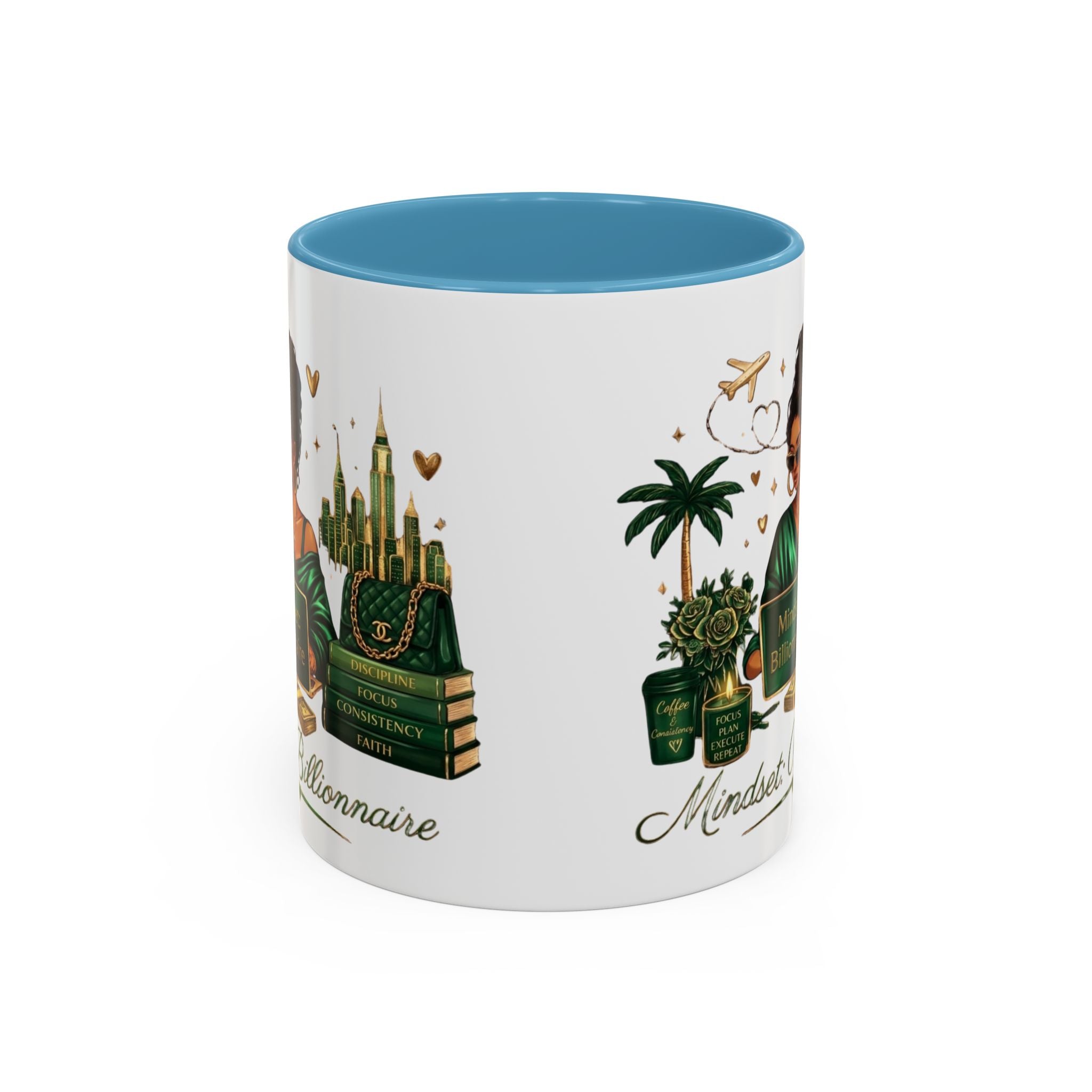 Mindset: Billionaire Accent Coffee Mug — Inspirational Black Woman Design
