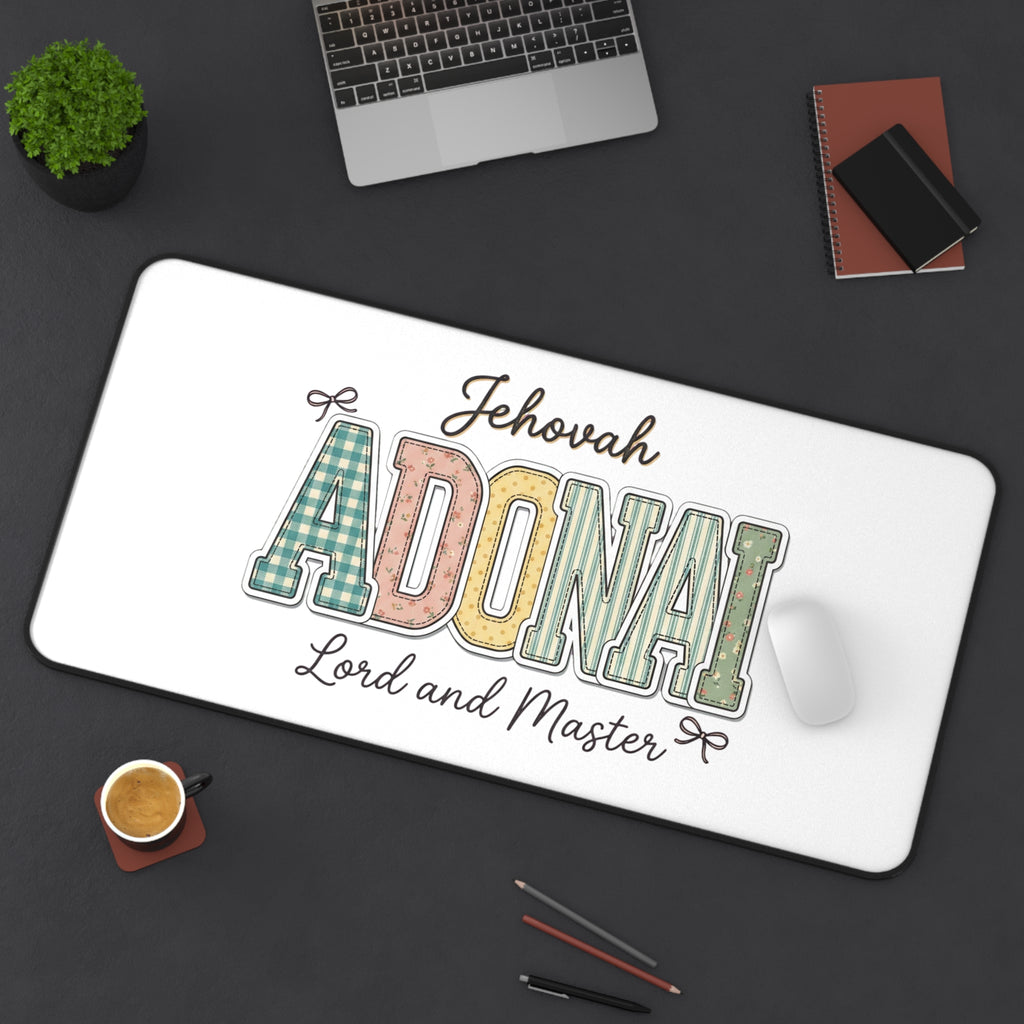 Adonai Desk Mat – “Jehovah Adonai, Lord and Master” Inspirational Office Mouse Pad