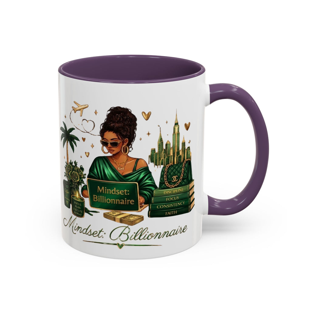 Mindset: Billionaire Accent Coffee Mug — Inspirational Black Woman Design