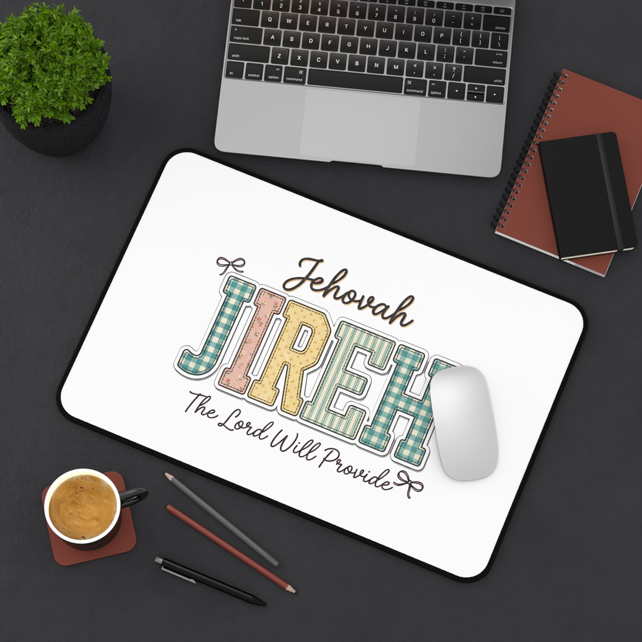 Jehovah Jireh Desk Mat — "The Lord Will Provide" Christian Office Desk Pad