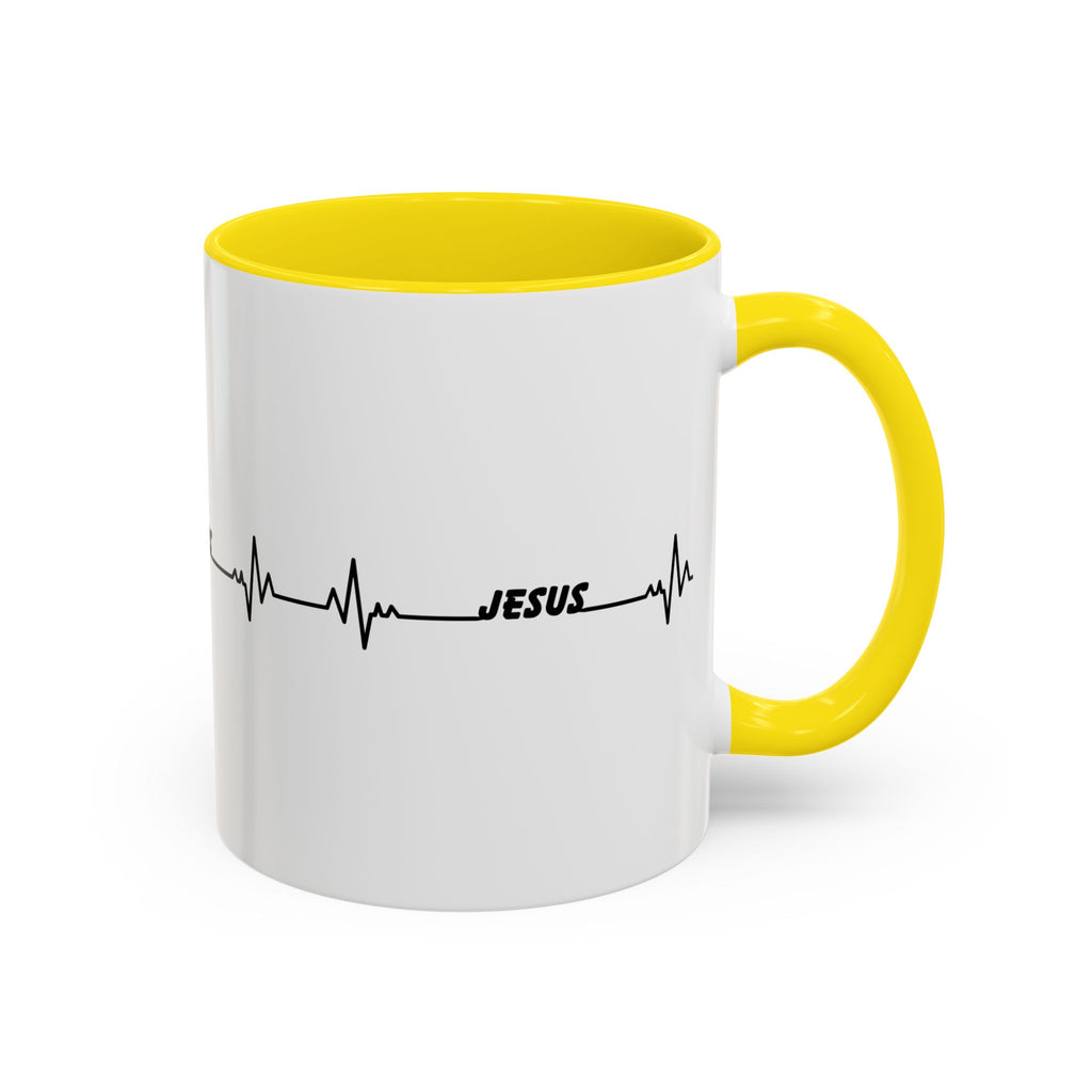 Jesus Heartbeat Accent Coffee Mug — Christian Faith Gift