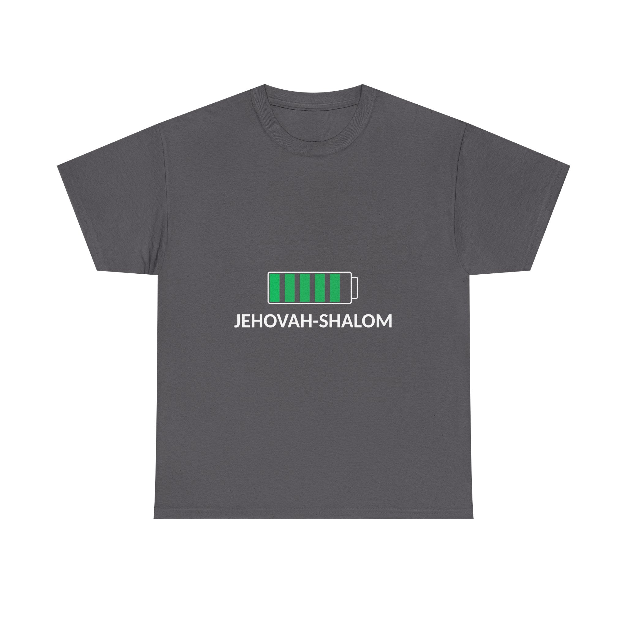 Jehovah-Shalom Battery Graphic Tee — Christian Faith Peace T-Shirt