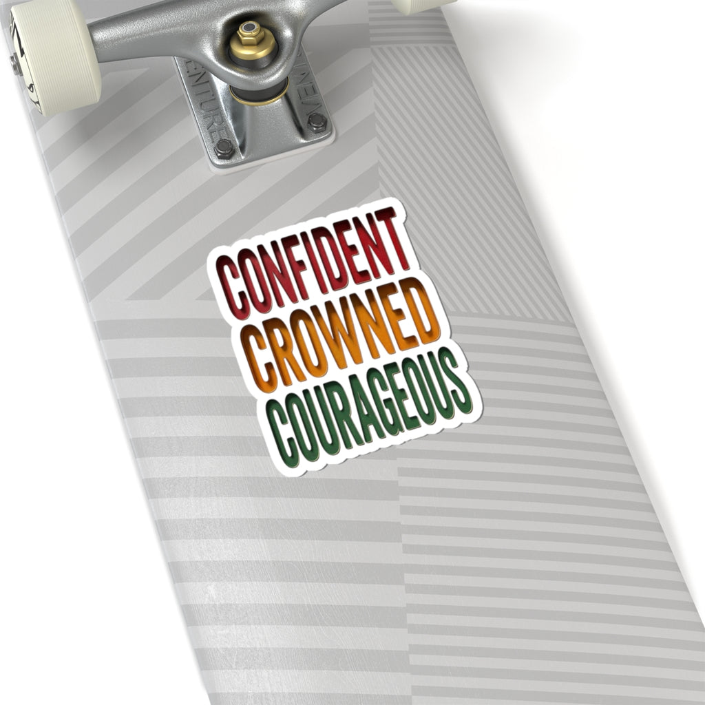 Confident Crowned Courageous Kiss-Cut Sticker | Juneteenth Pan-African Colors