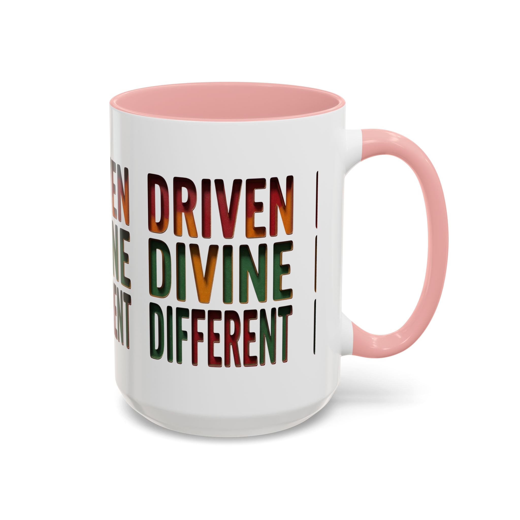 Driven Divine Different Accent Coffee Mug – Inspirational Rasta Color Typography (11/15oz)