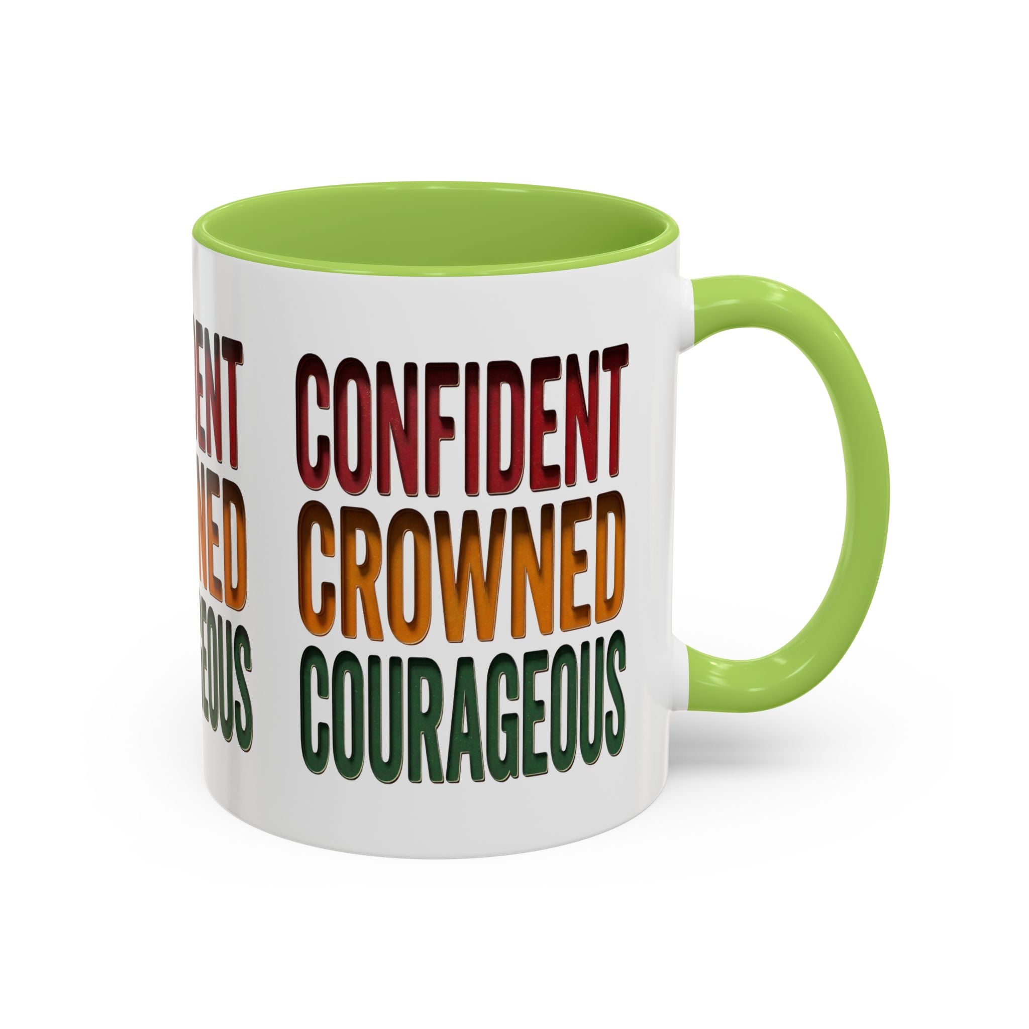 Accent Coffee Mug — 'Confident, Crowned, Courageous' Empowerment Coffee Mug