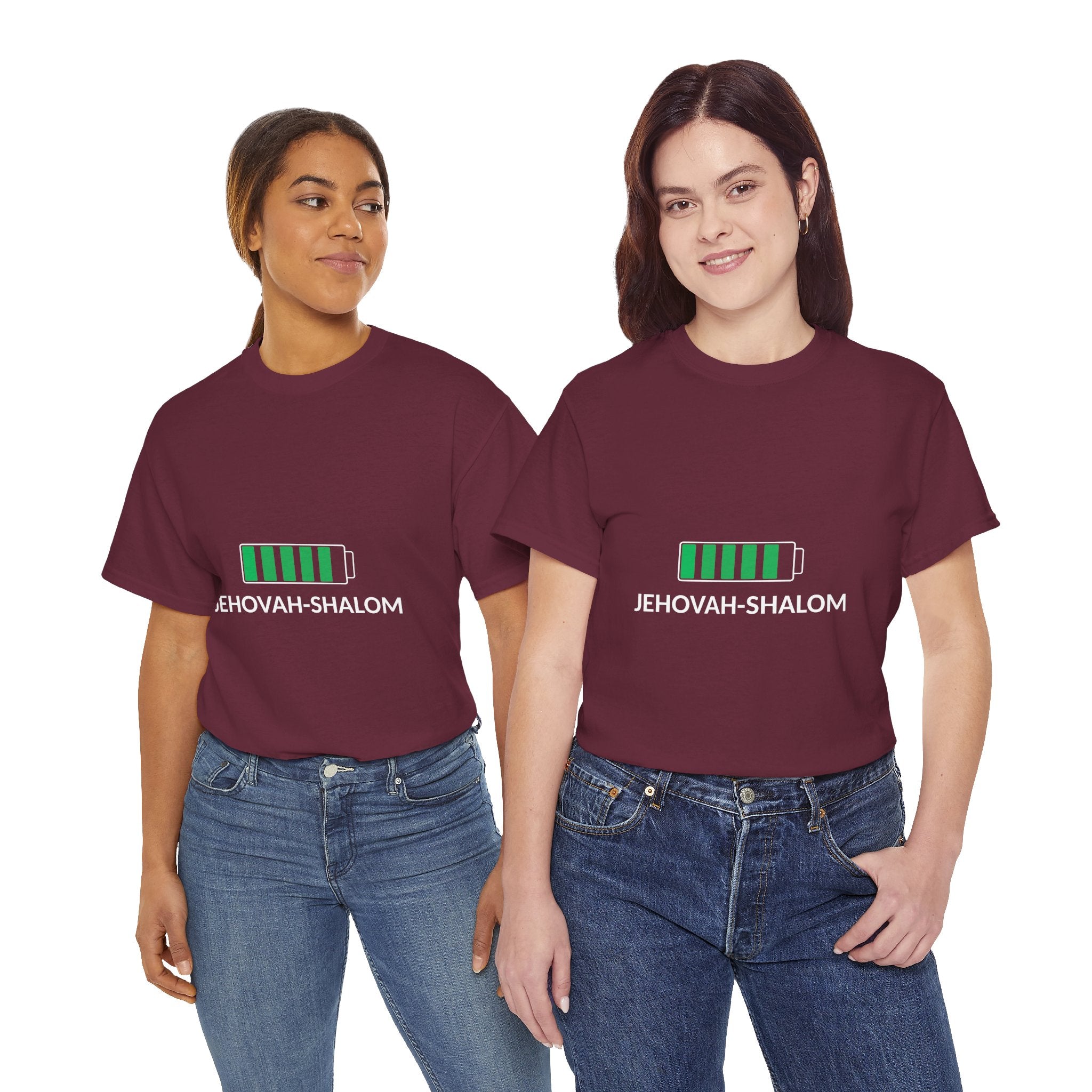 Jehovah-Shalom Battery Graphic Tee — Christian Faith Peace T-Shirt